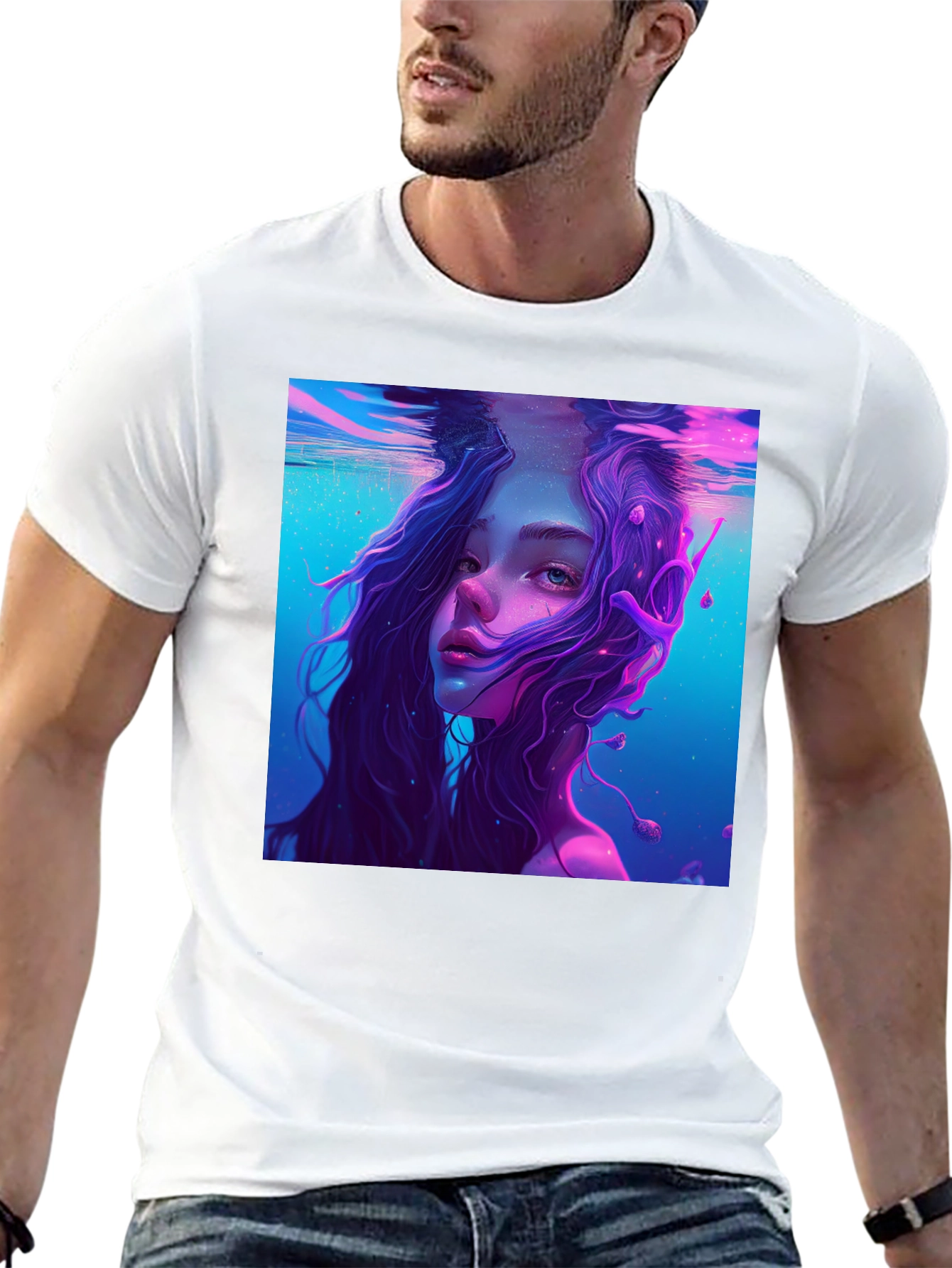Underwater Dreamscape Graphic Tee - Mens Black T-Shirt