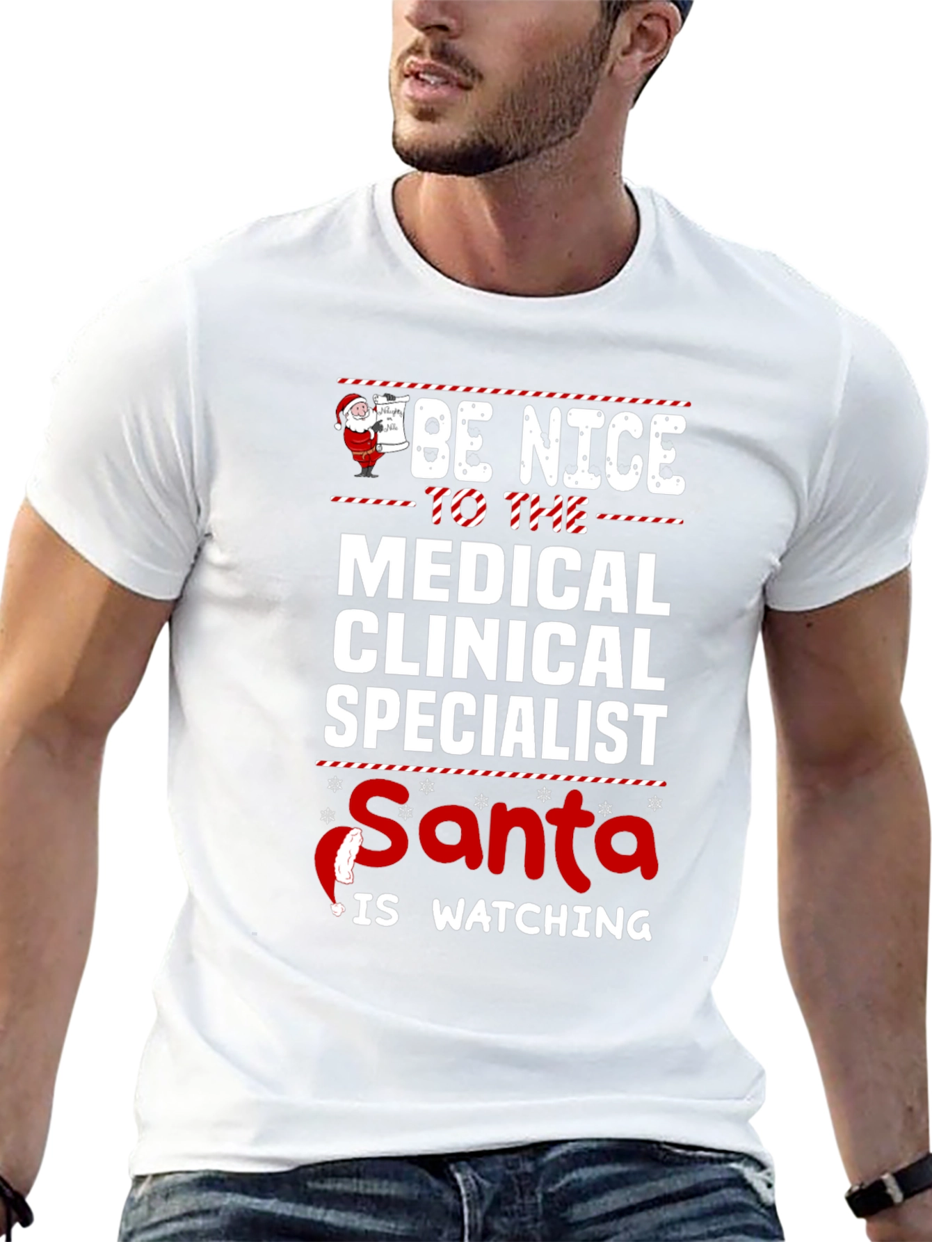 Medical Clinical Specialist Santa Watching T-Shirt