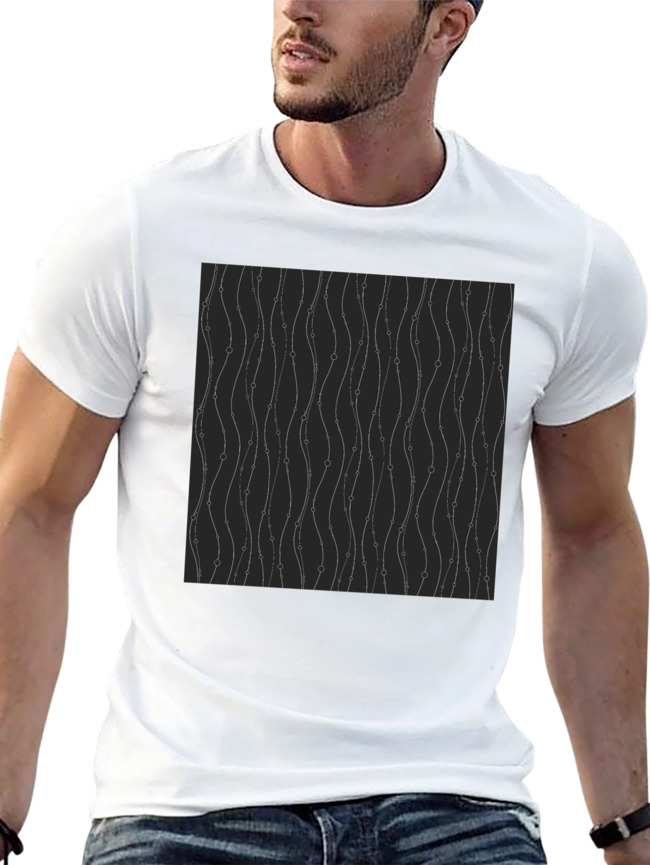 Modern Wavy Line Pattern Tee - Stylish Everyday Wear