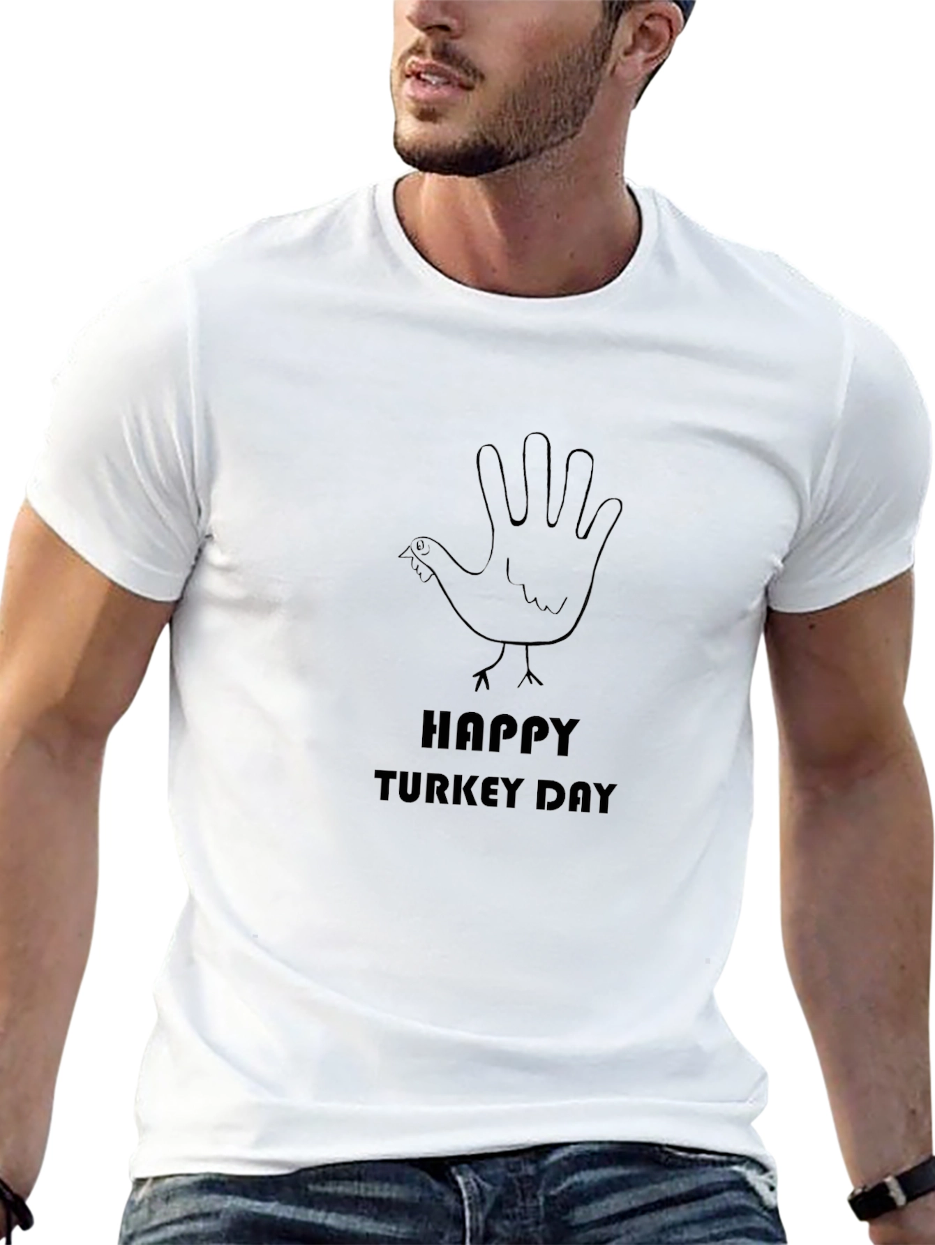 Happy Turkey Day Graphic T-Shirt - Black