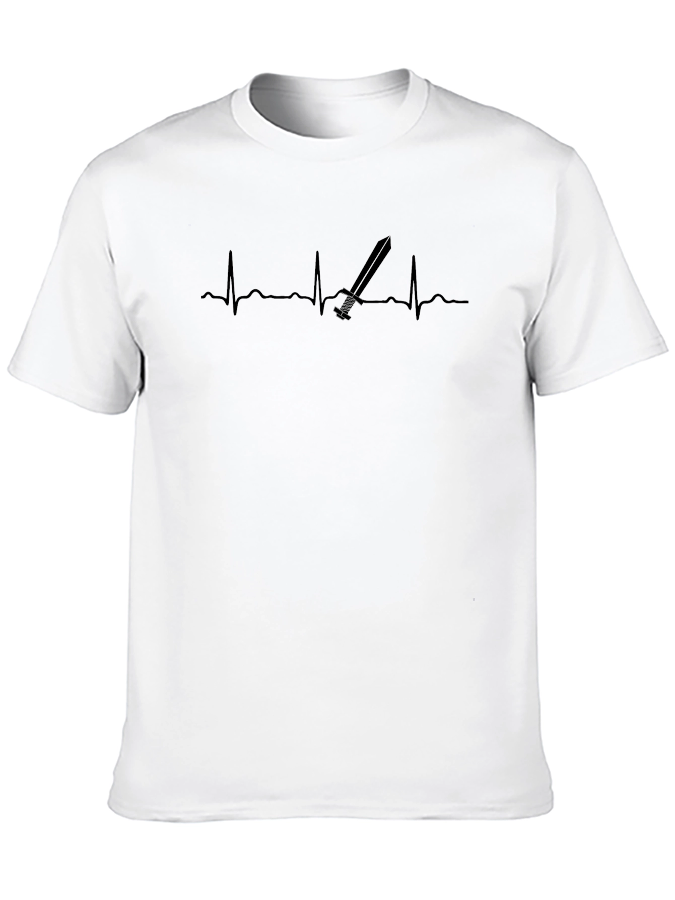 Sword Heartbeat Graphic Tee - Black Cotton T-Shirt