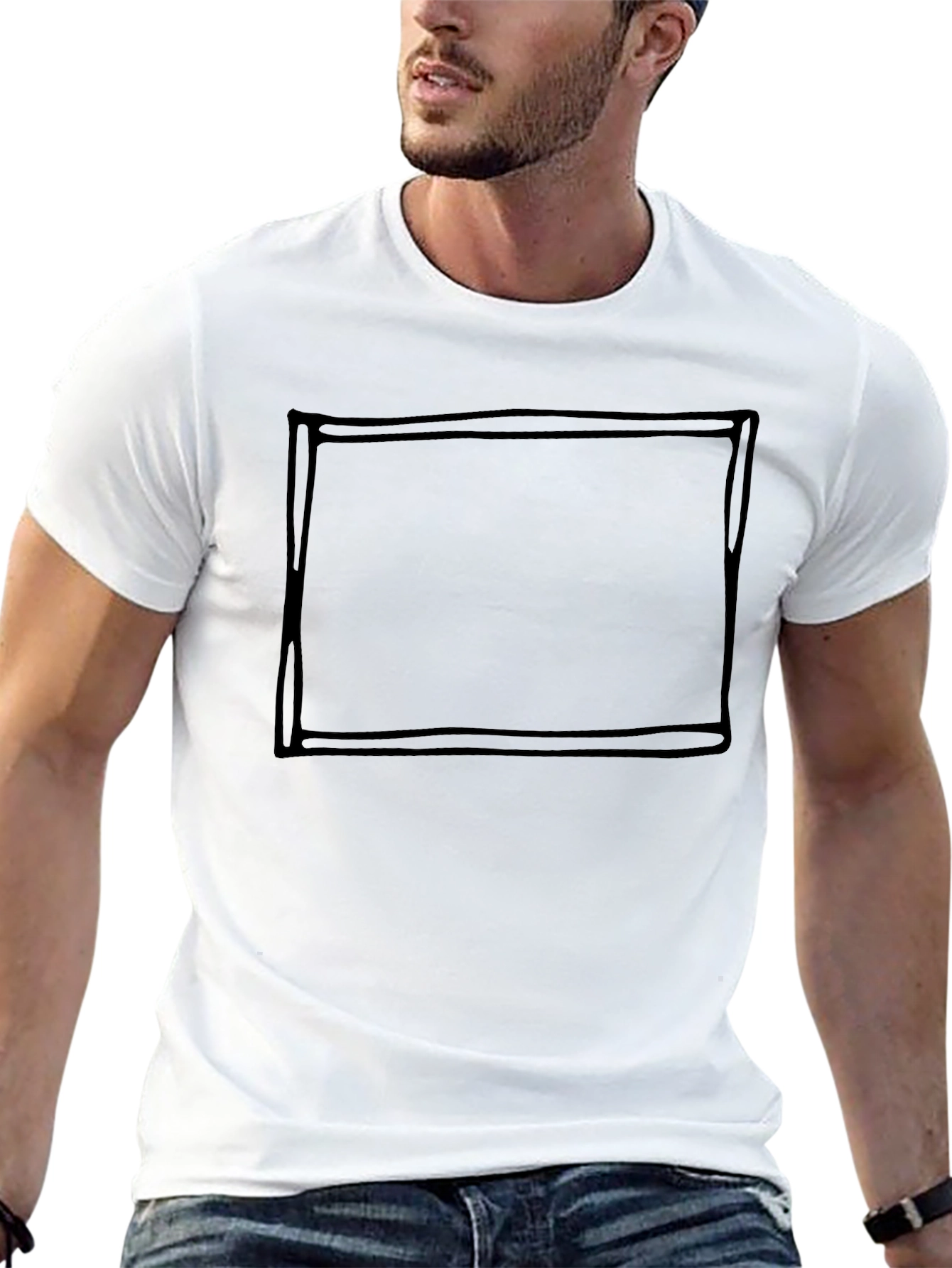 Mens Black Crew Neck T-Shirt with Graphic Box