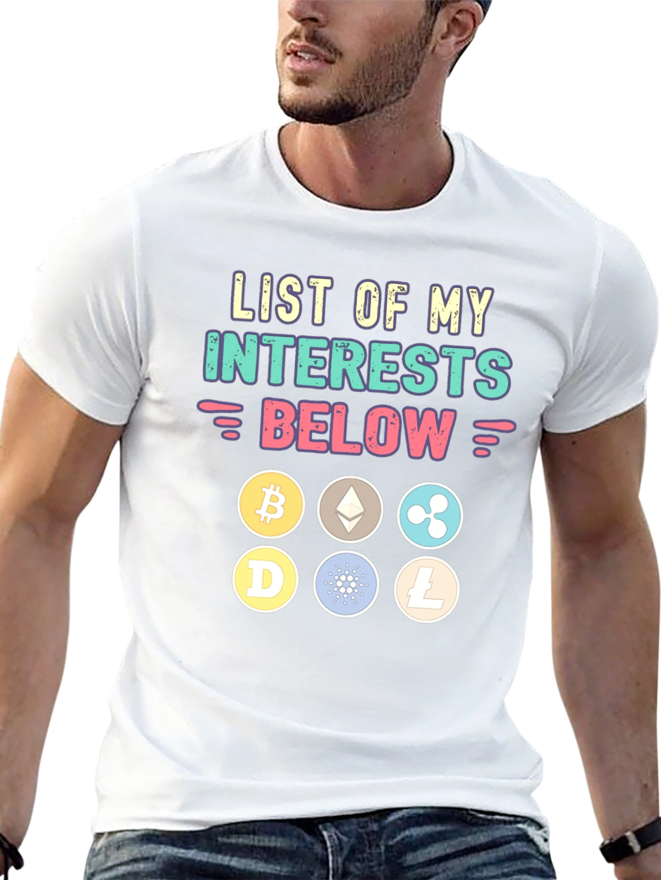 Crypto Interests T-Shirt - Bitcoin Ethereum and More!