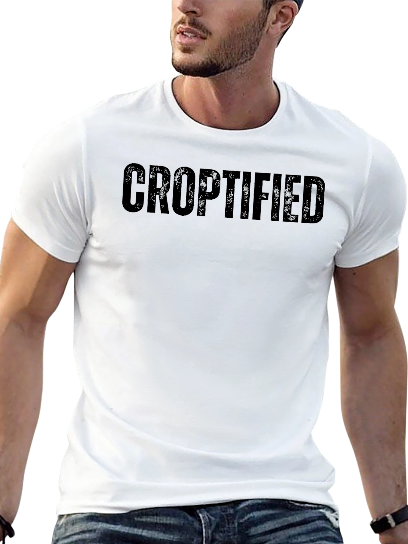 Croptified Black Graphic Tee - Mens Casual Shirt