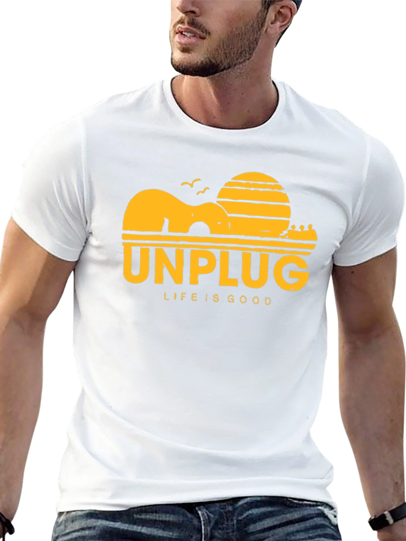 Unplug Life Is Good Black Graphic T-Shirt