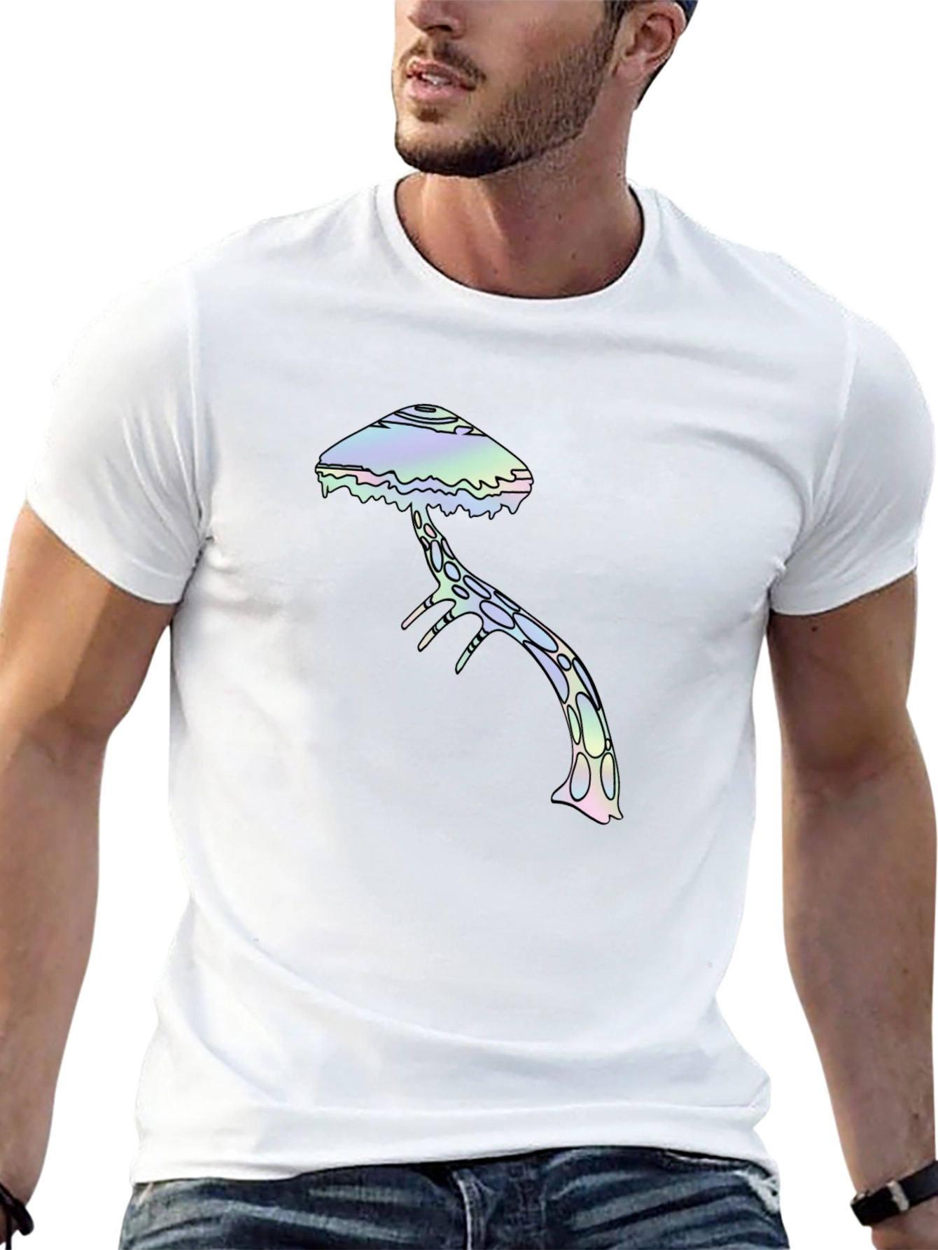 Psychedelic Mushroom Graphic Tee - Black Cotton T-Shirt