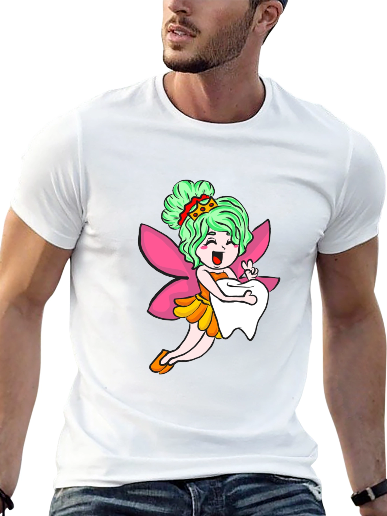 Cute Tooth Fairy Graphic Tee - Black T-Shirt