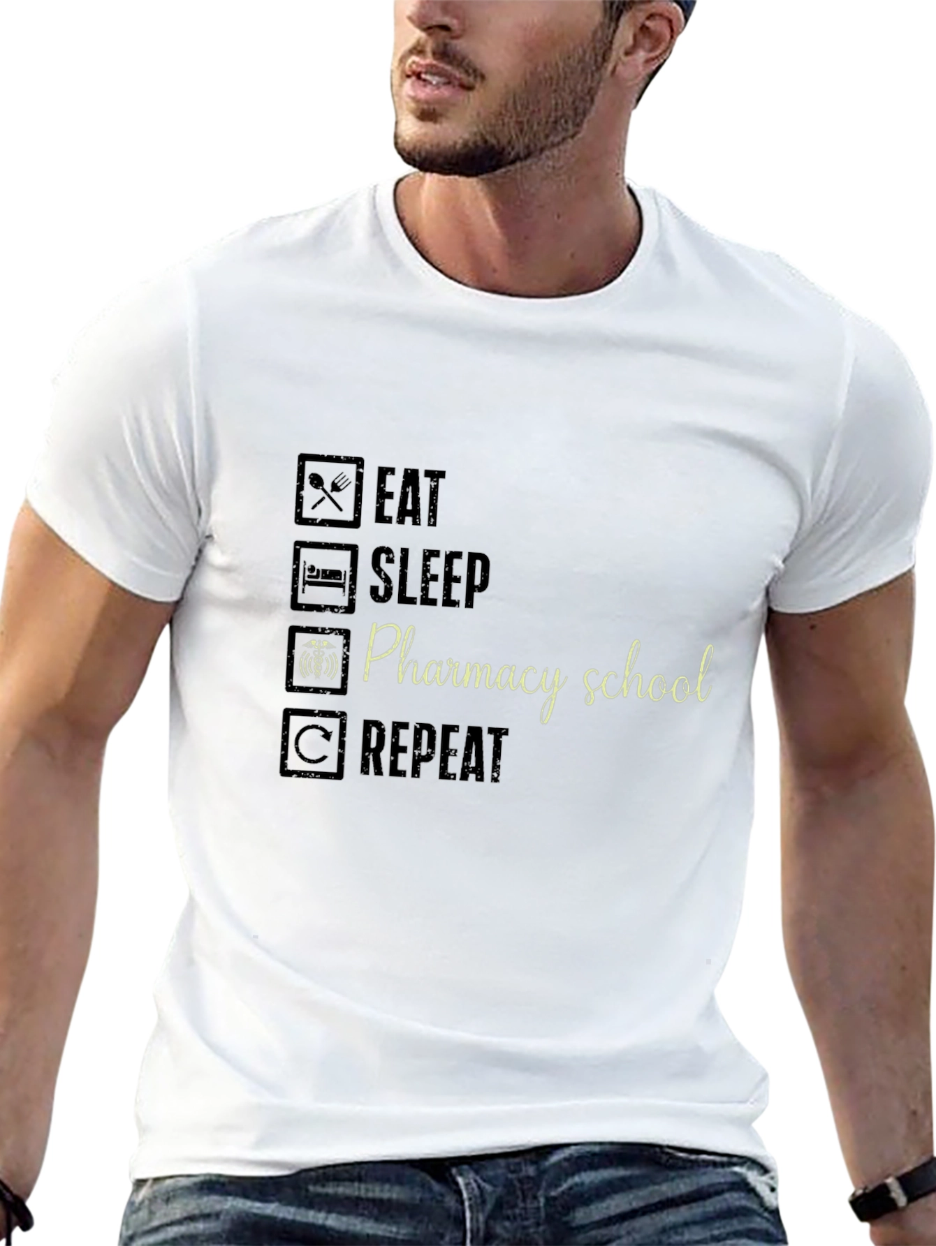 Pharmacy School Eat Sleep Repeat Black T-Shirt