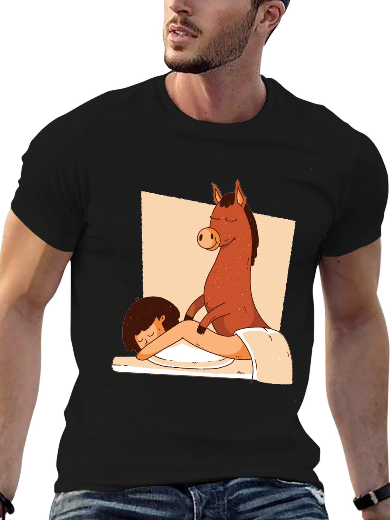 Horse Massage T-Shirt - Funny Cartoon Tee