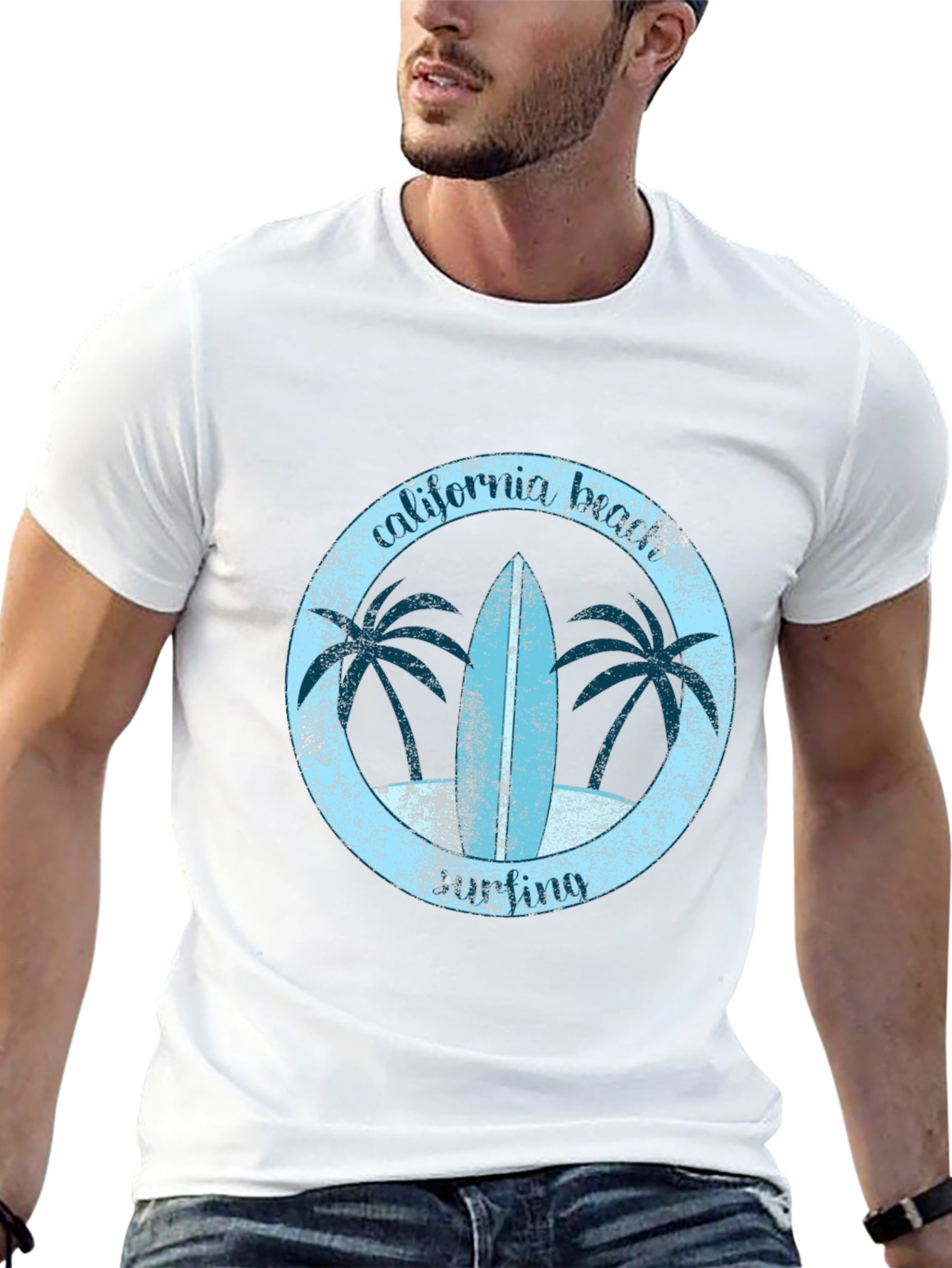 California Beach Surfing Graphic Tee