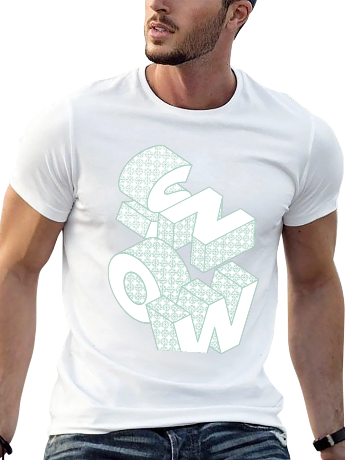 Snow Graphic Print Black T-Shirt
