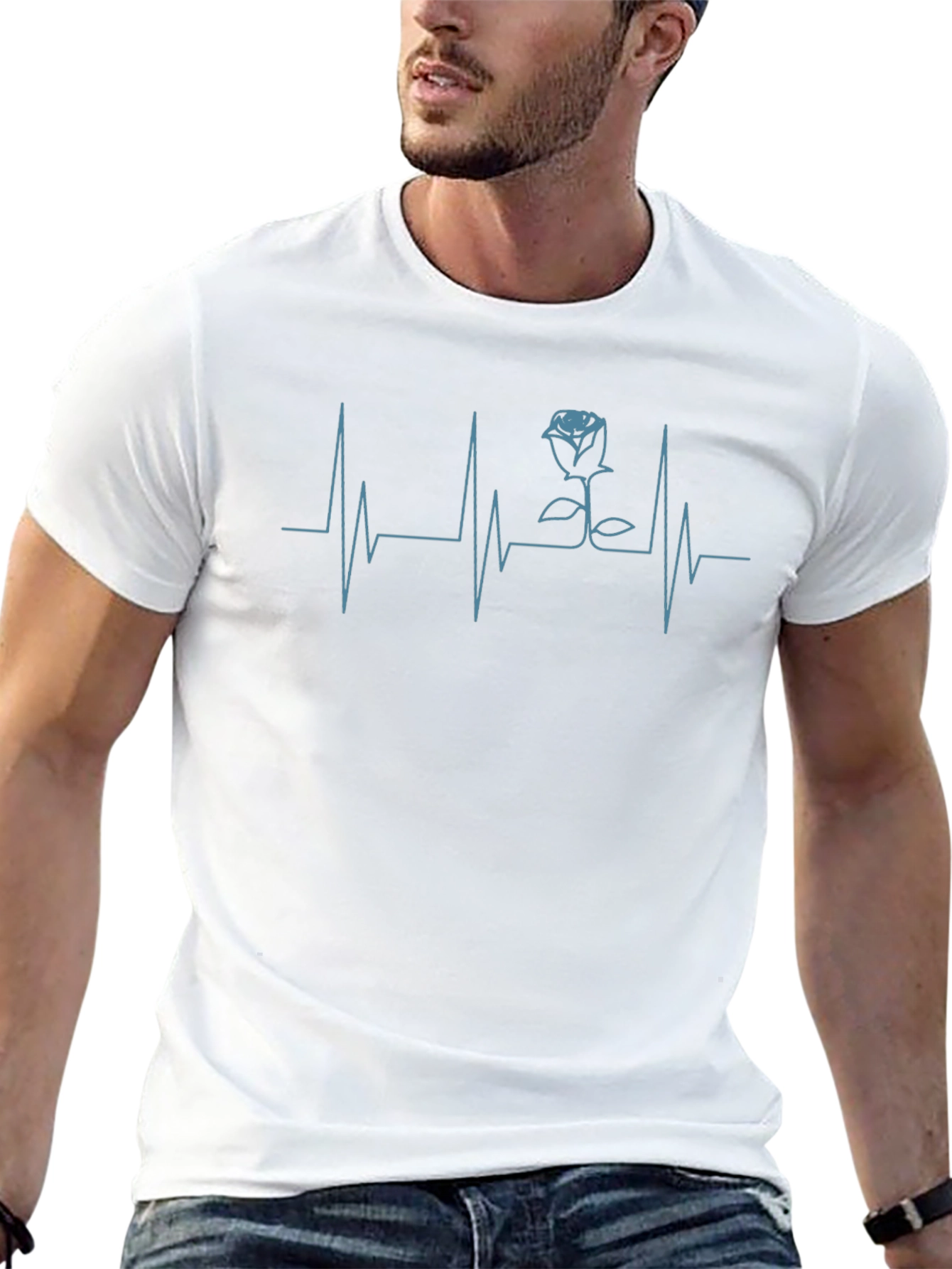 Rose Heartbeat Graphic Tee - Stylish Casual Wear