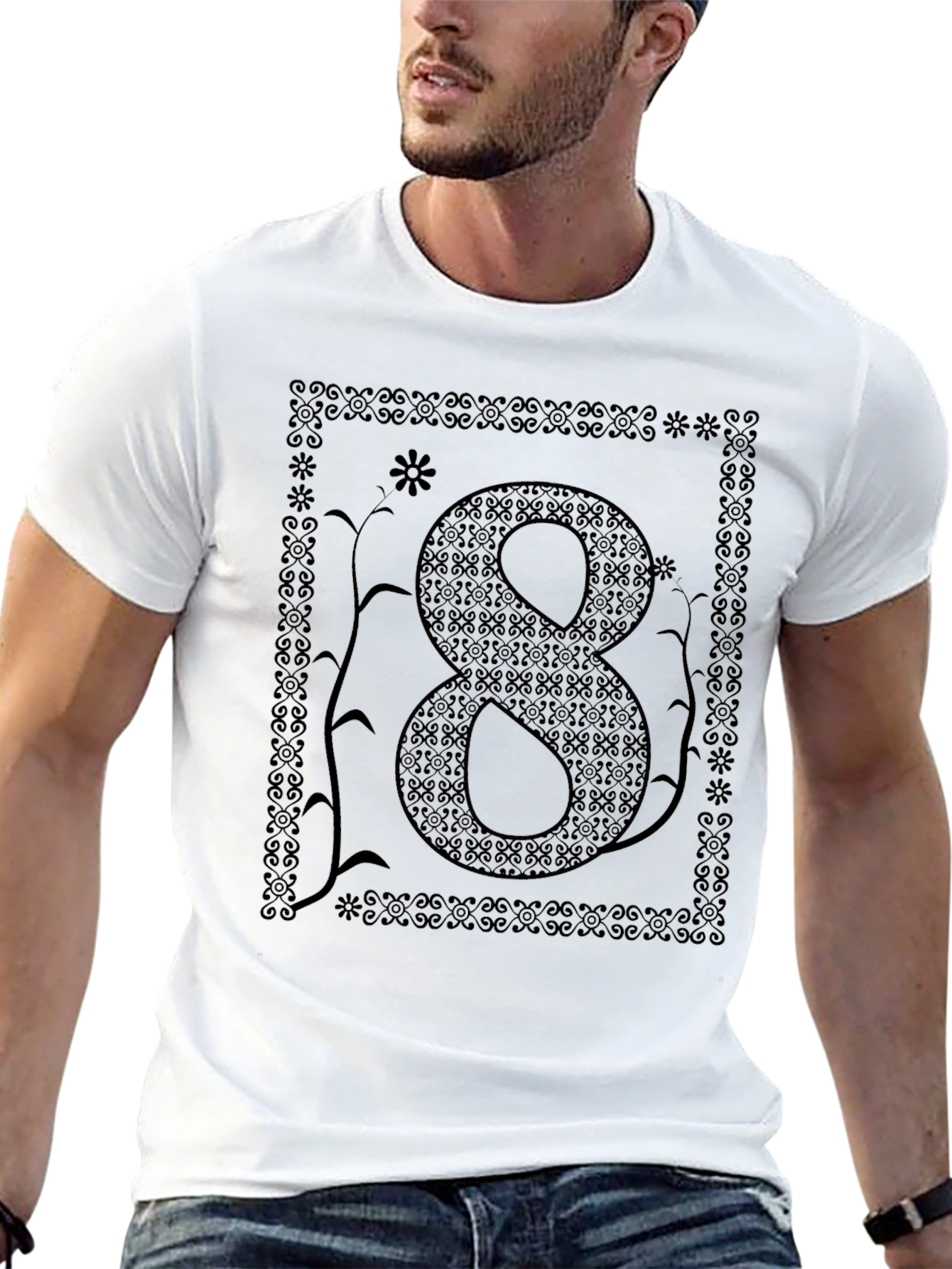Number Eight Graphic Print Mens T-Shirt