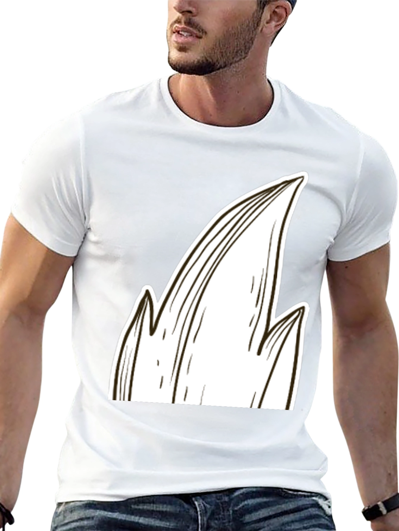 Stylized Black T-Shirt with White Abstract Design