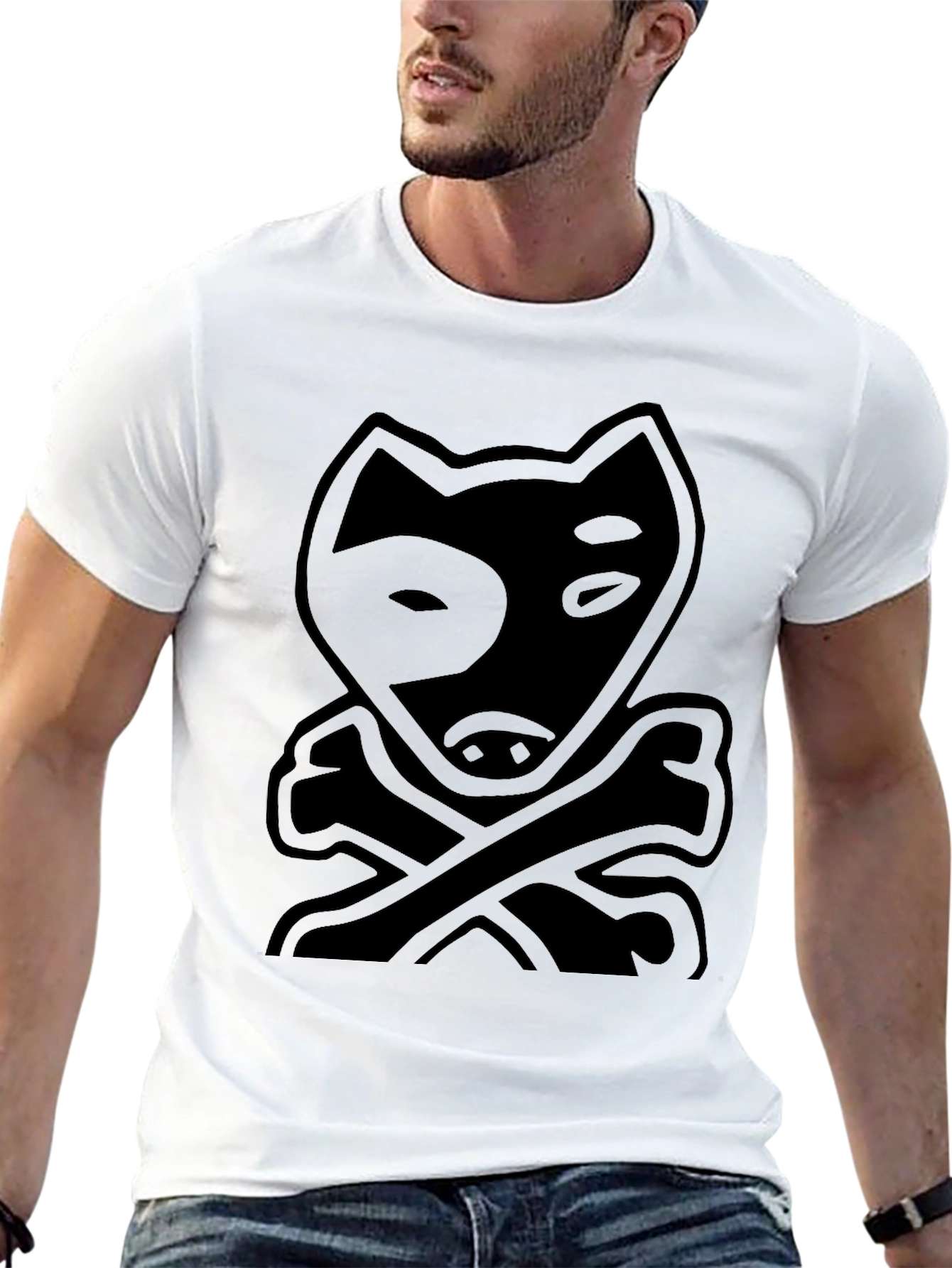 Dog Pirate Tee - Black Cotton Crew Neck T-Shirt