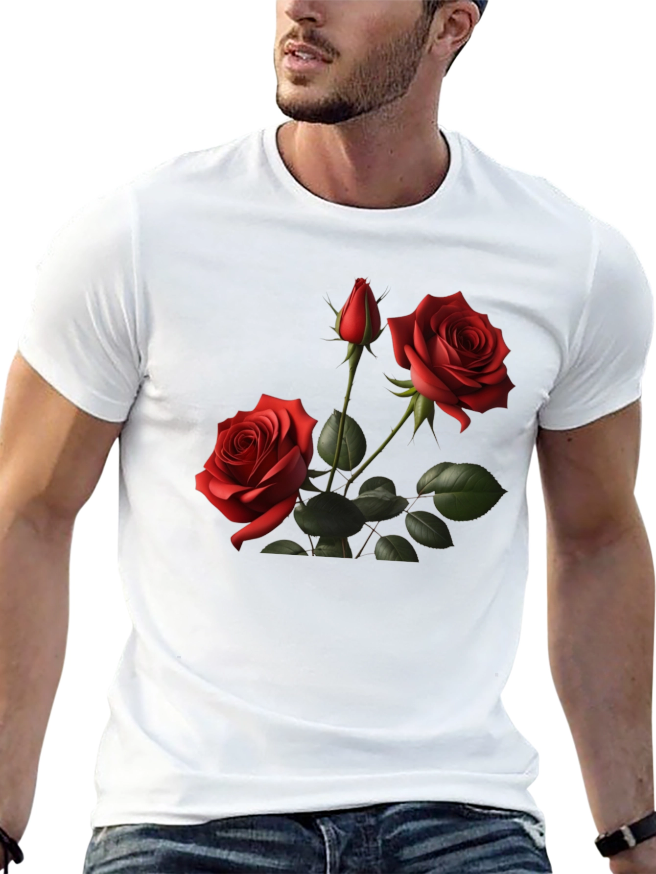 Roses on Black T-Shirt