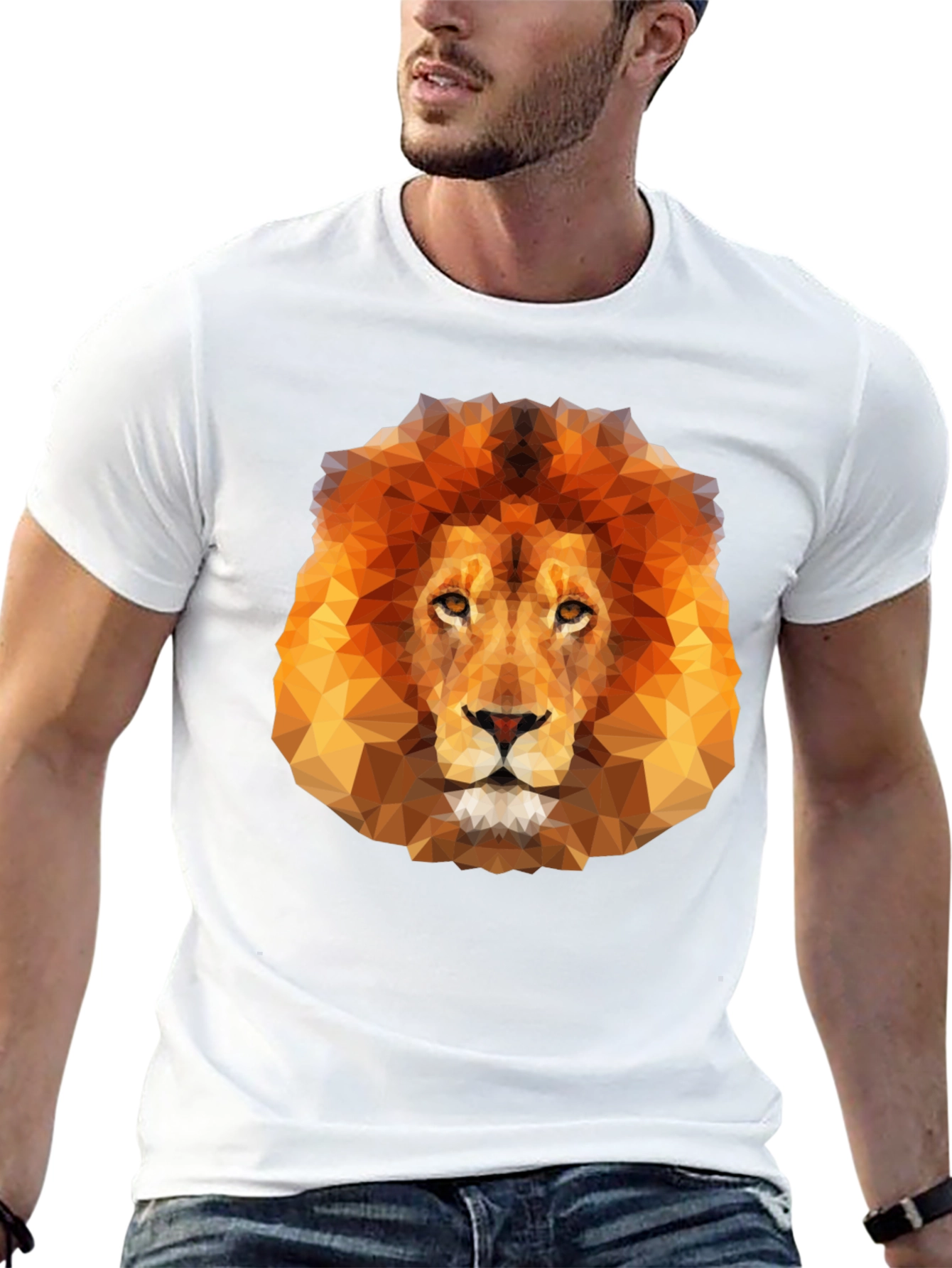 Geometric Lion Graphic Tee - Mens Black T-Shirt