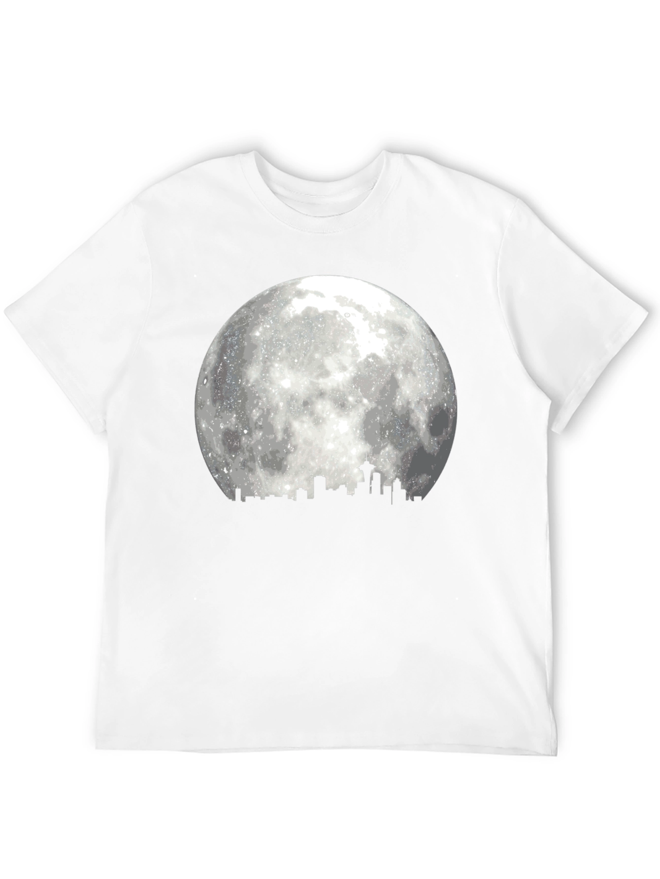 Seattle Skyline Moon T-Shirt - Black Graphic Tee