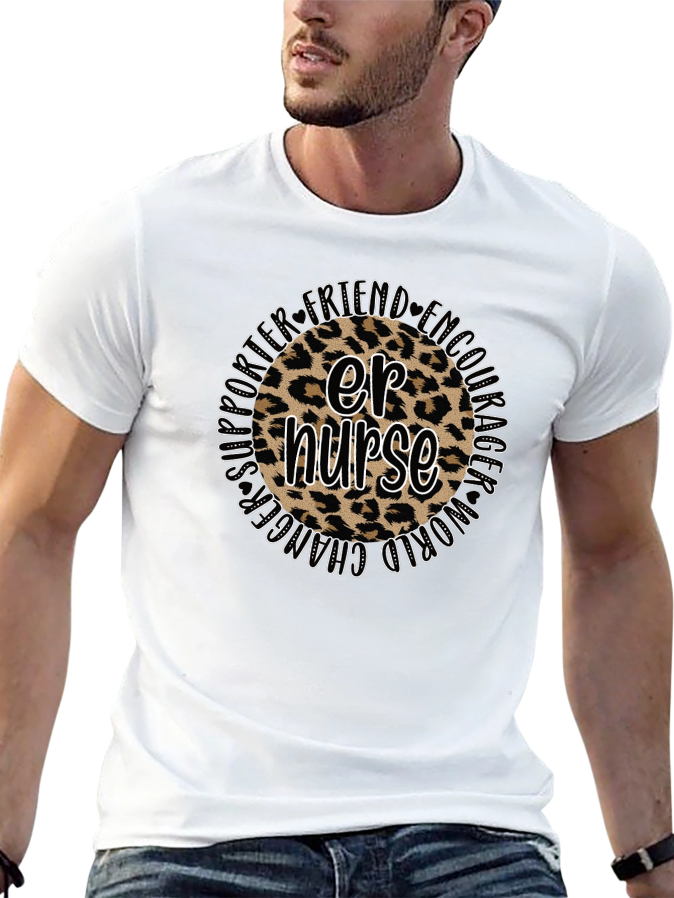 ER Nurse Leopard Print Graphic T-Shirt