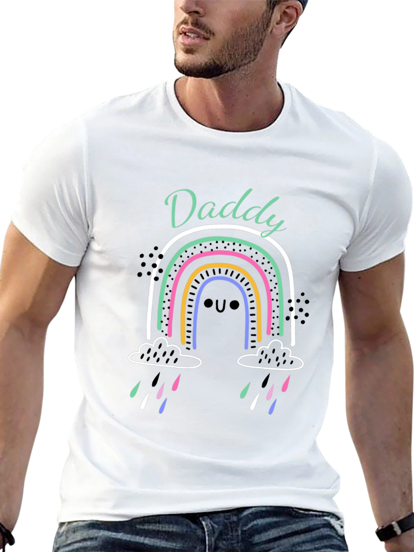 Daddy Rainbow Graphic T-Shirt - Cute Fathers Day Gift