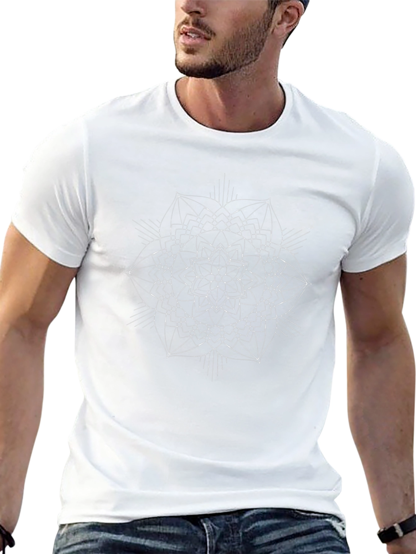 Geometric Mandala Graphic Tee - Black Cotton Comfort