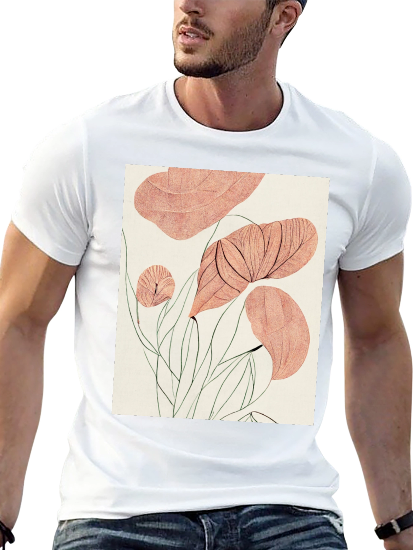 Botanical Print Black T-Shirt