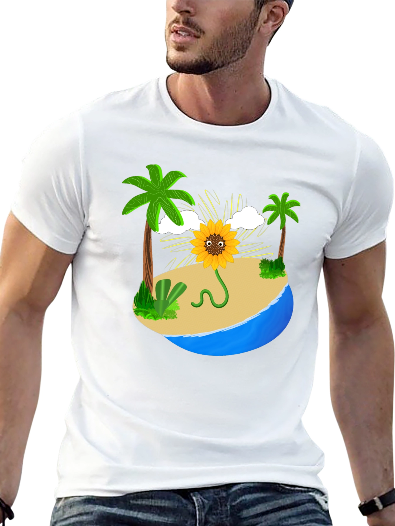 Sunflower Island Graphic Tee - Mens Black T-Shirt