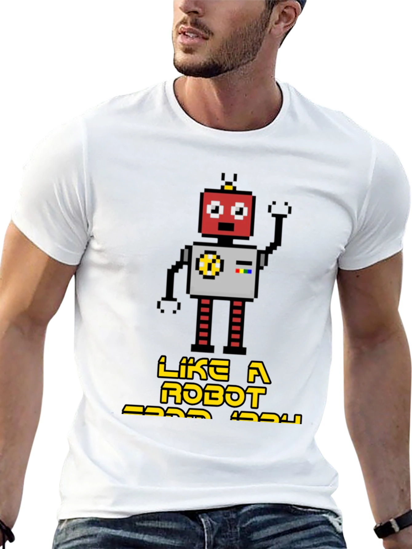 Retro Robot Graphic T-Shirt - Black