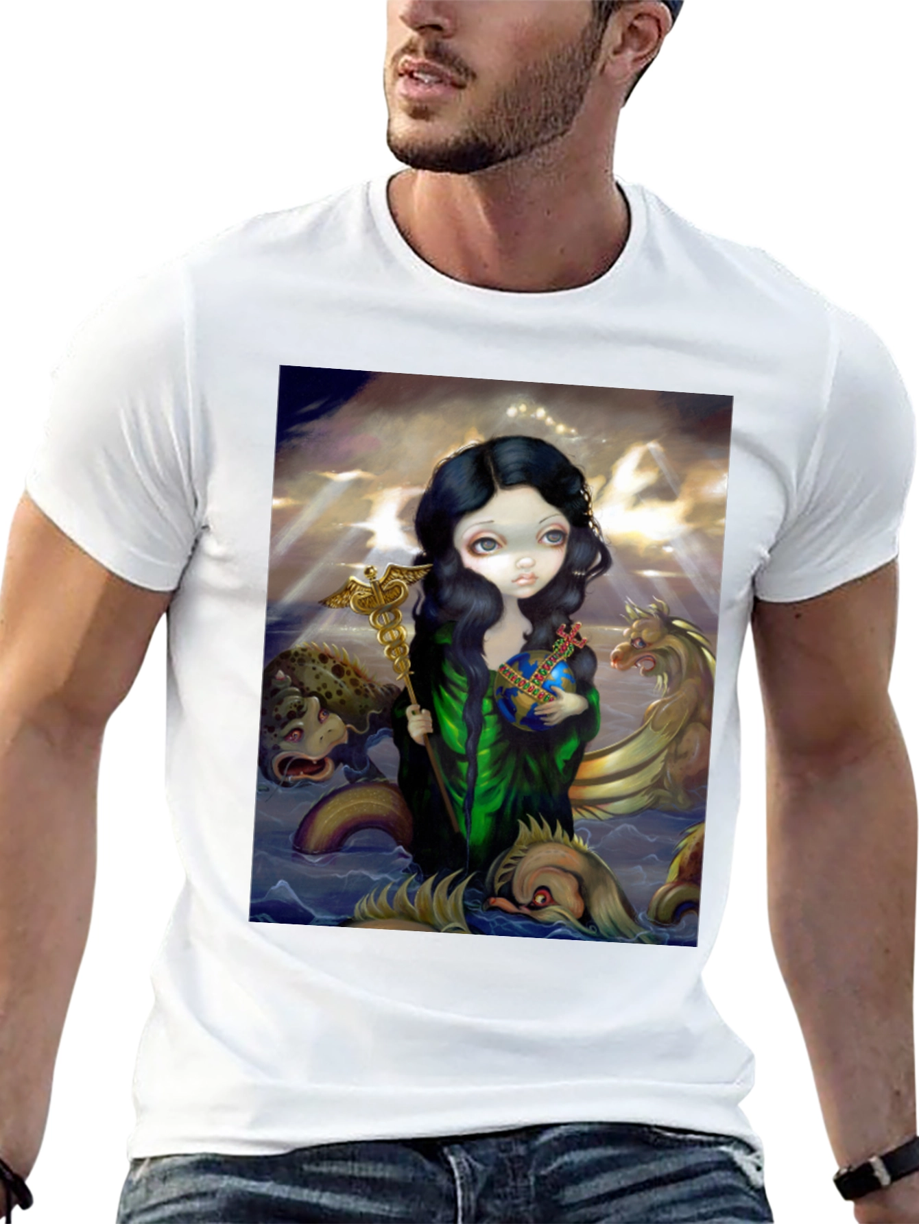 Artistic Graphic Tee - Sea Goddess Design