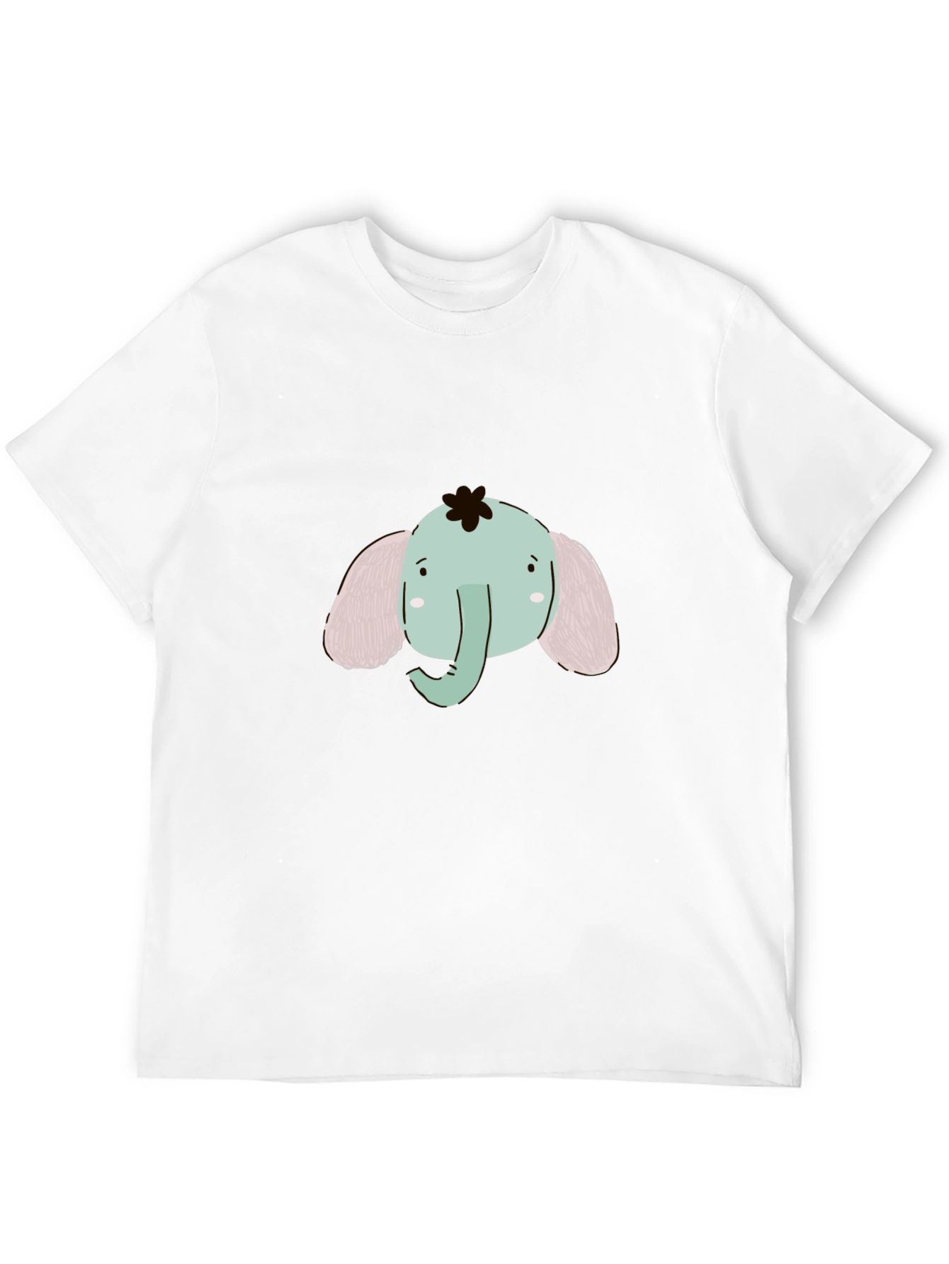 Cute Elephant Graphic Tee - Black Cotton Comfort