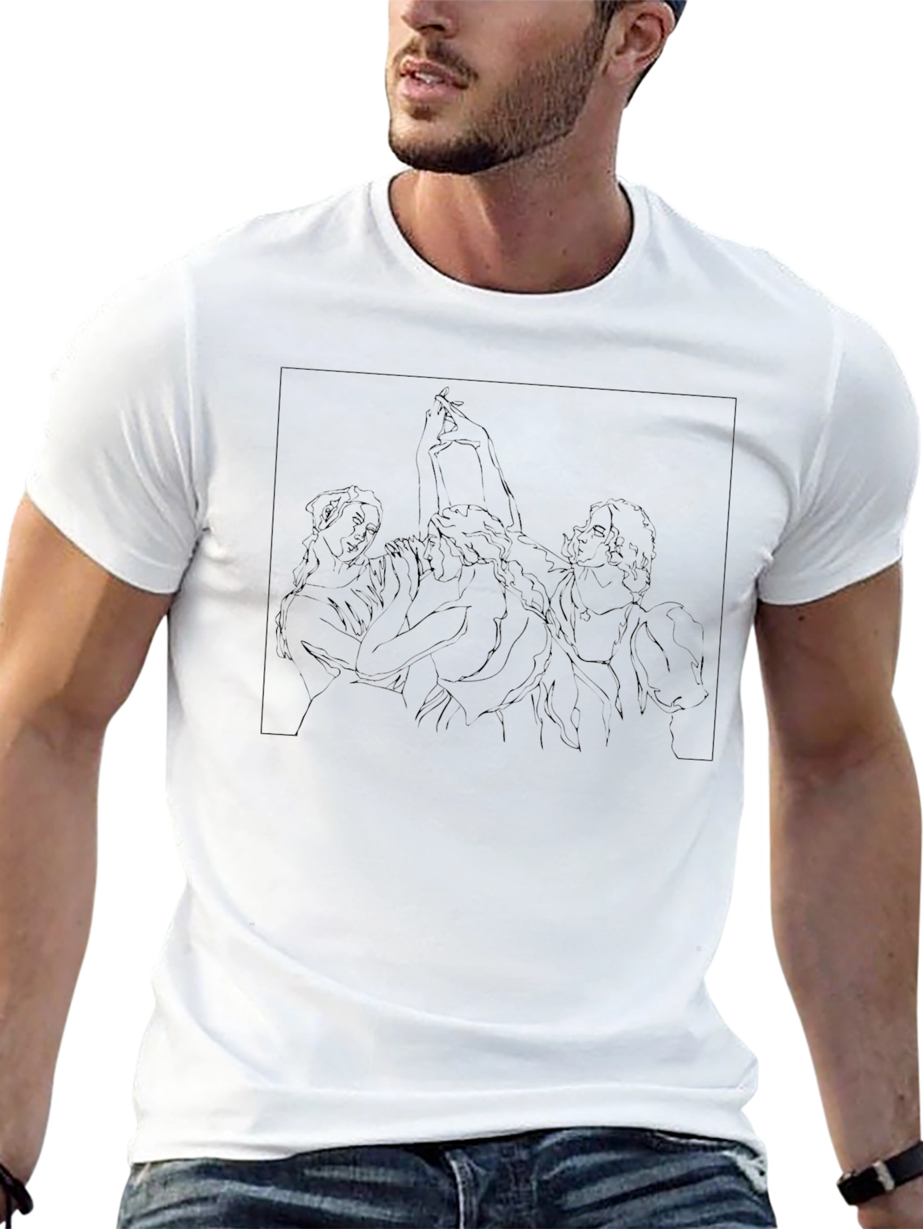 Line Art Graphic Tee - Black