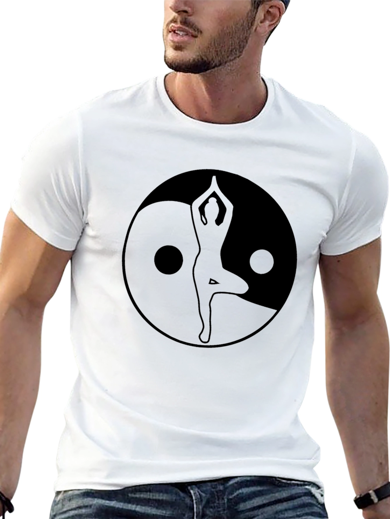 Yin Yang Yoga Silhouette Graphic Tee - Black