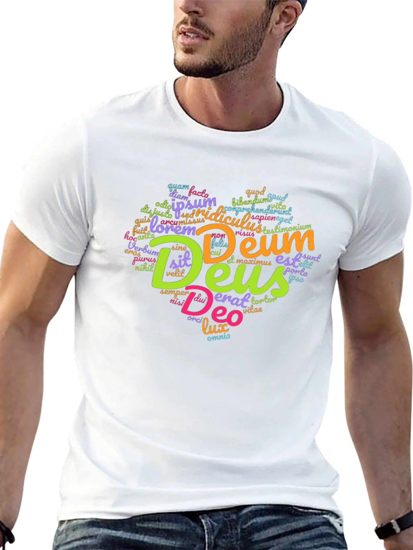 Deus Heart Graphic T-Shirt - Religious Word Art