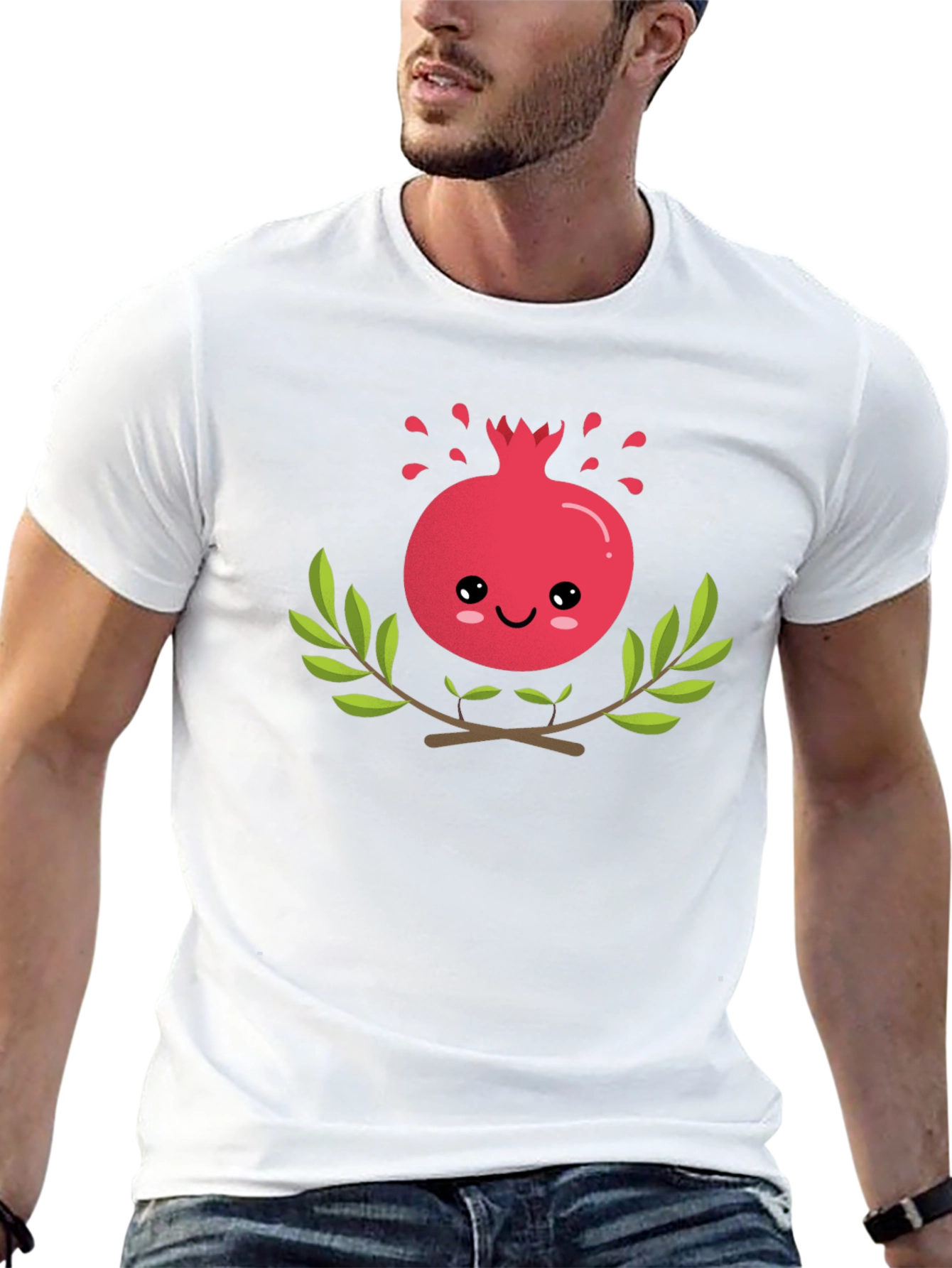 Cute Pomegranate Graphic T-Shirt - Black