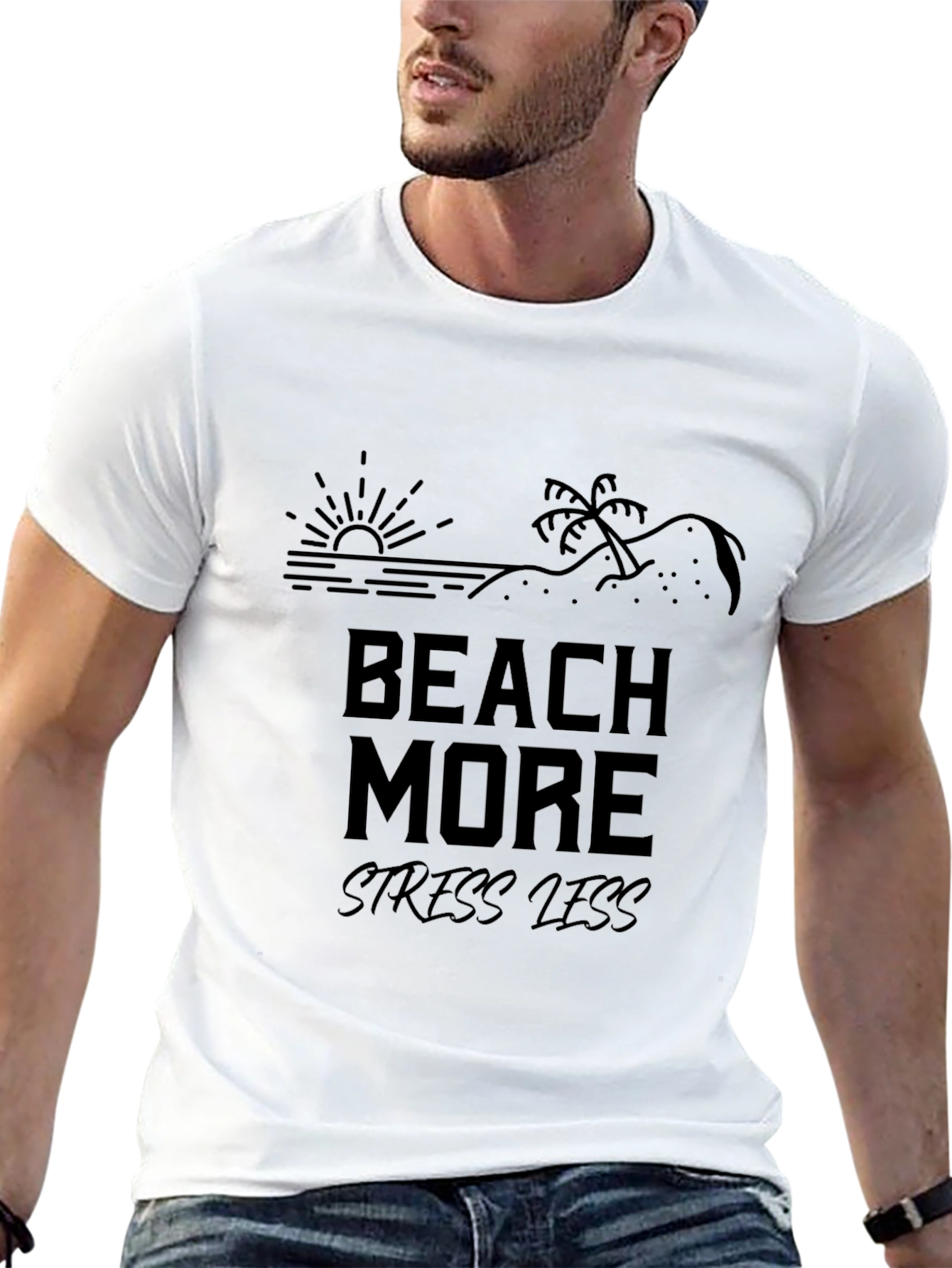 Beach More Stress Less T-Shirt Summer Vacation Tee