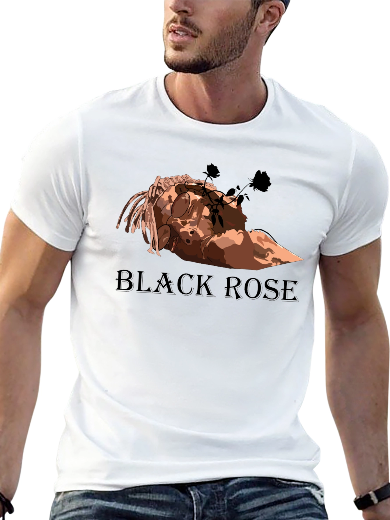 Black Rose Graphic Tee - Stylish Mens T-Shirt