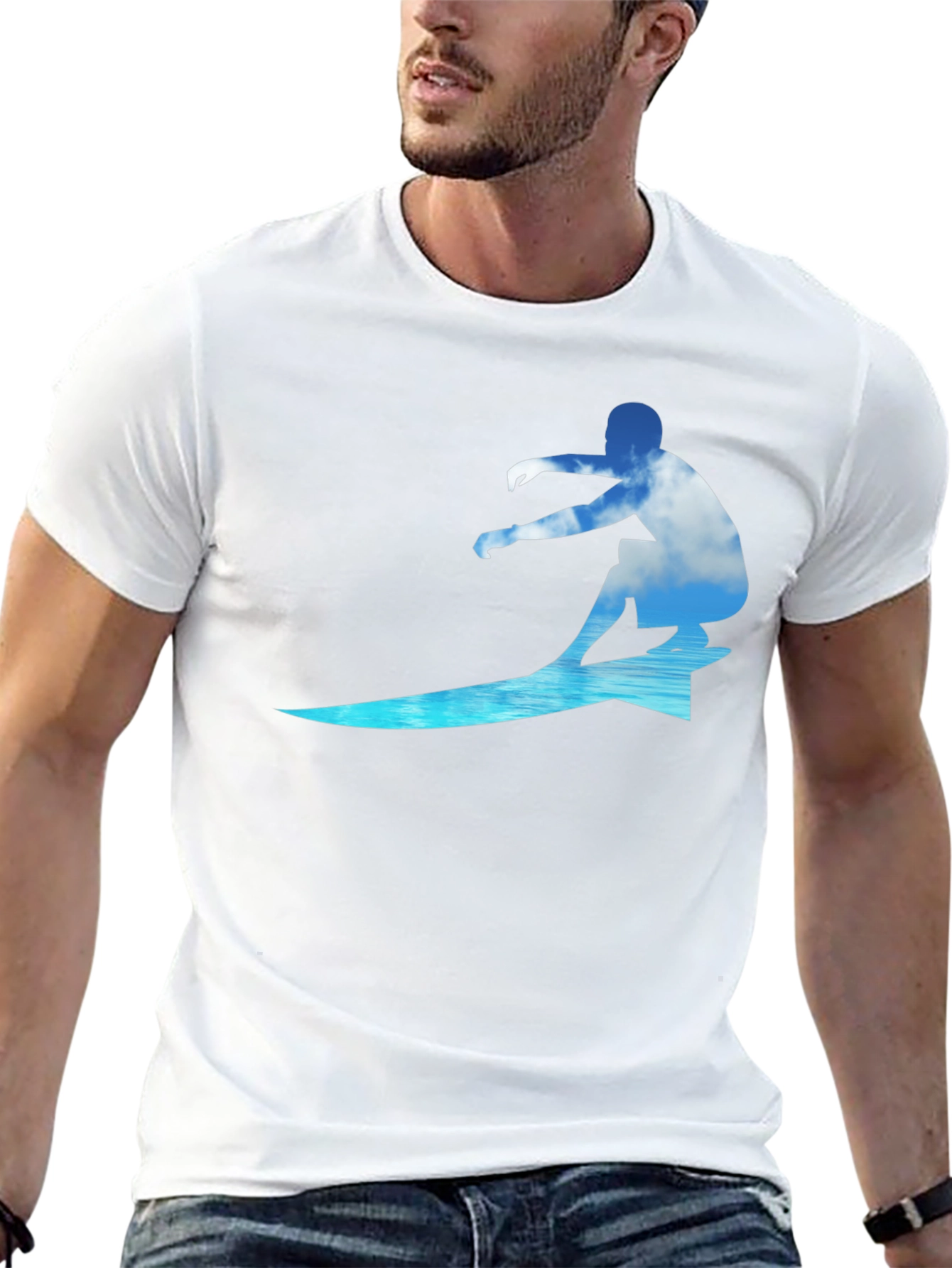 Surfing Cloud Graphic Black T-Shirt
