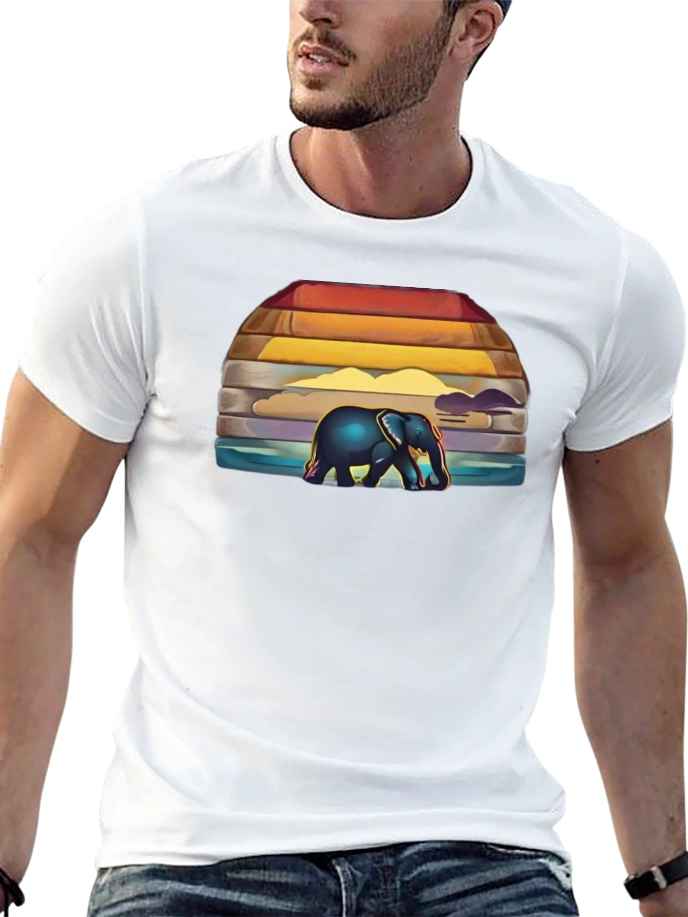 Elephant Sunset Graphic T-Shirt