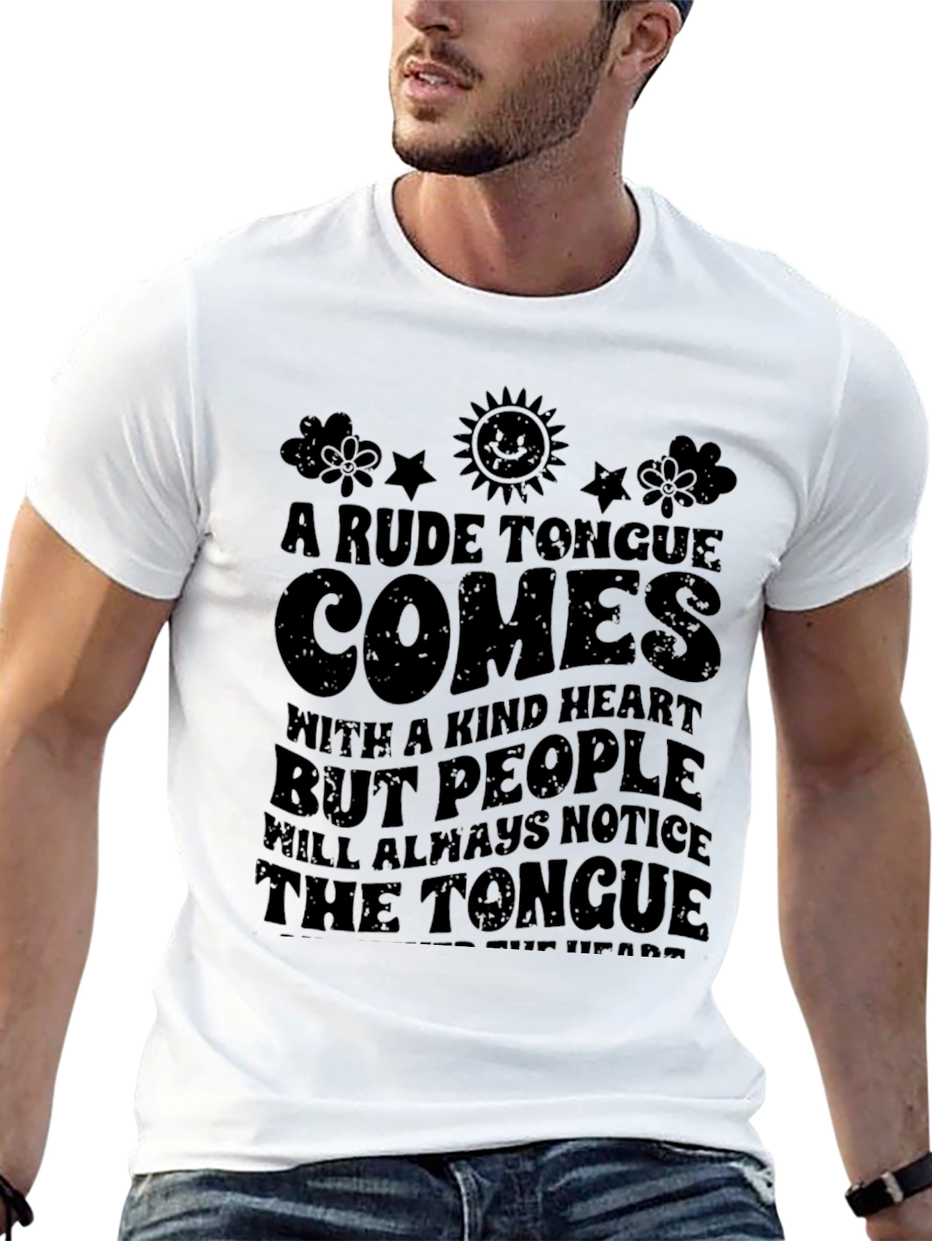 Rude Tongue Comes With A Kind Heart Graphic T-Shirt