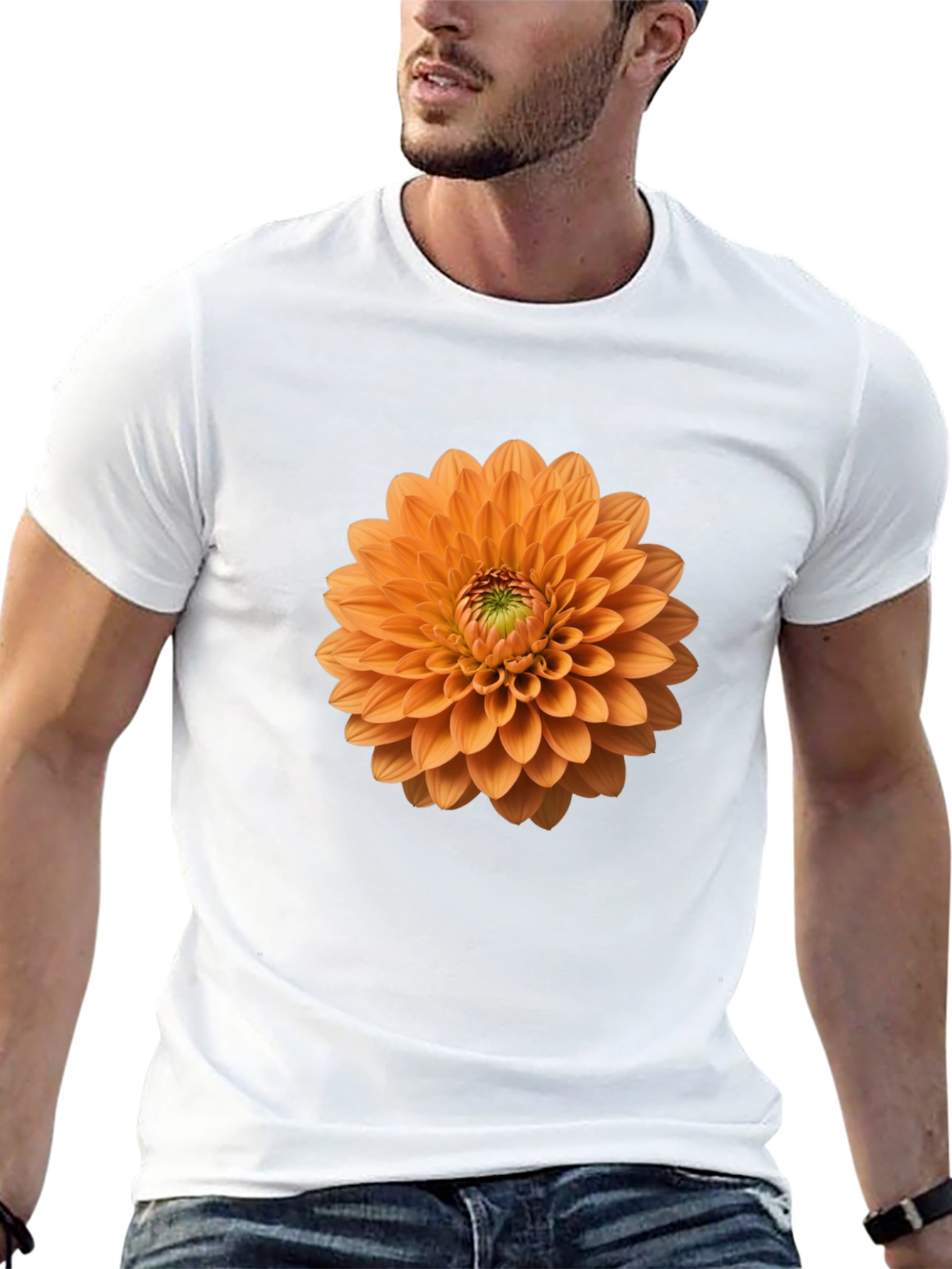 Floral Graphic Tee - Orange Dahlia Print