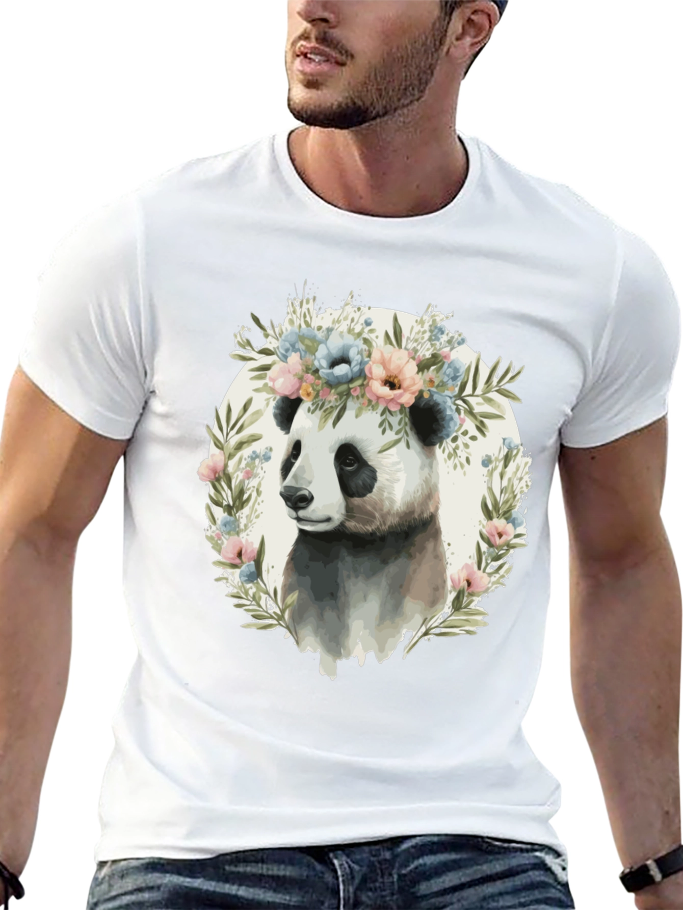 Panda Floral Crown T-Shirt - Unisex Fashion Tee