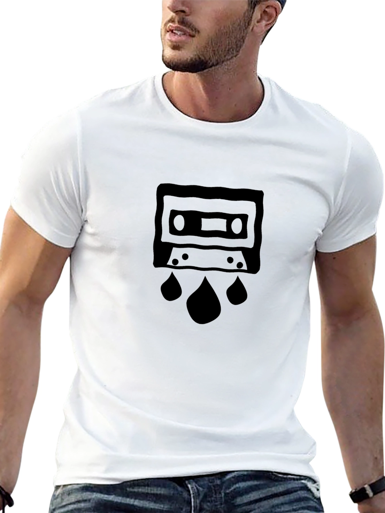 Retro Cassette Tape Graphic T-Shirt - Black