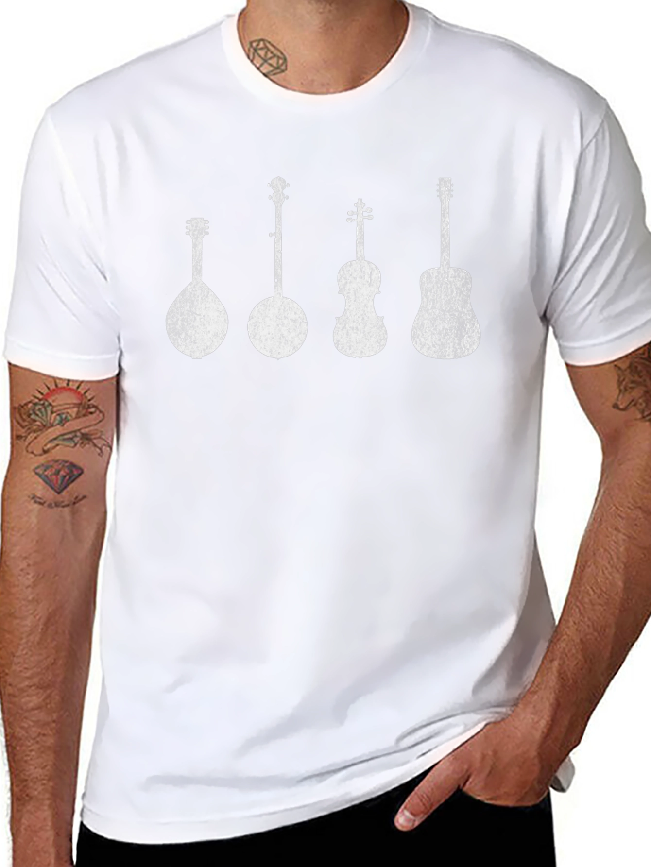 Musicians Instrument Graphic Tee - Black Cotton T-Shirt