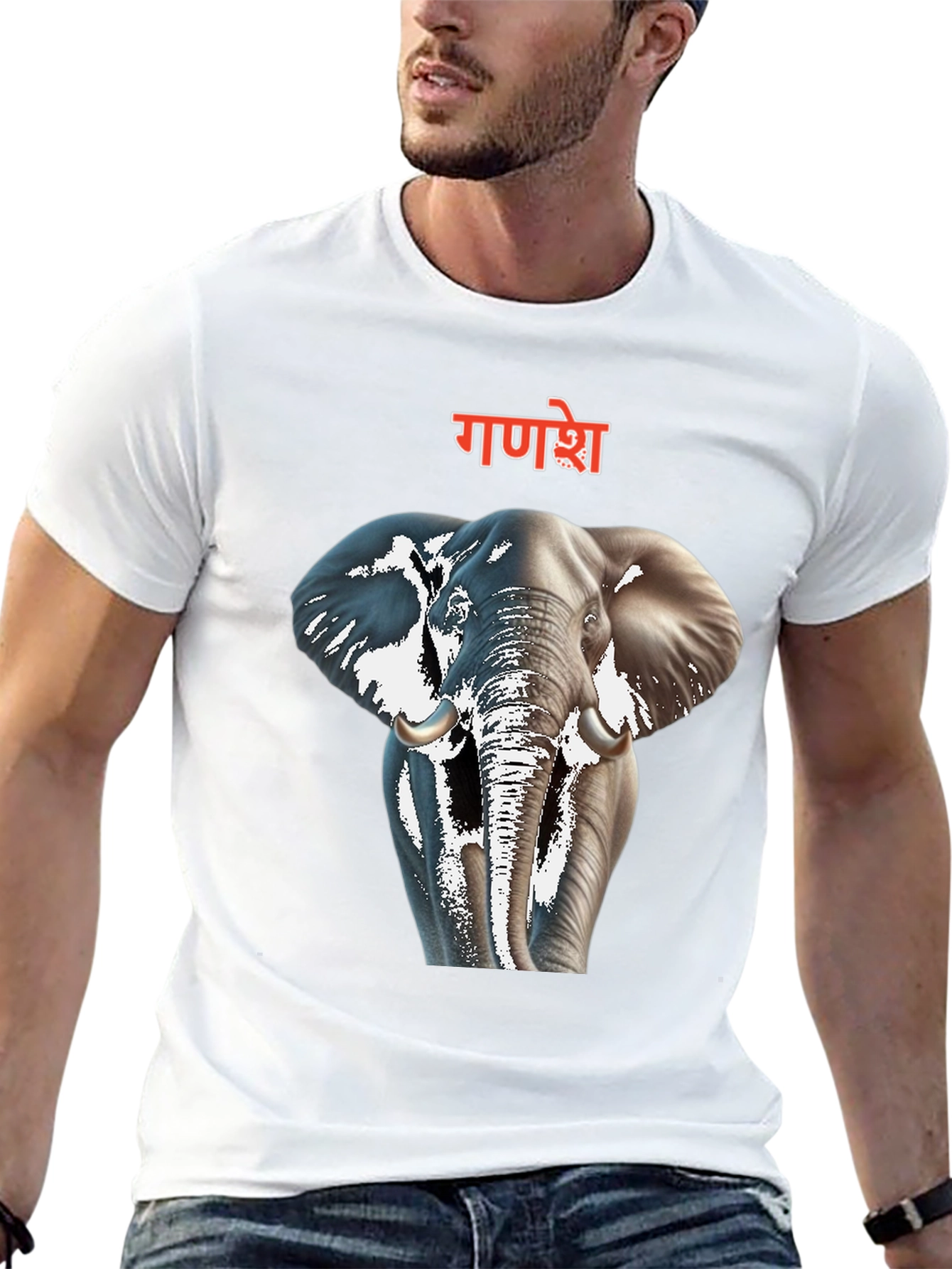 Ganesh Elephant Graphic Black T-Shirt