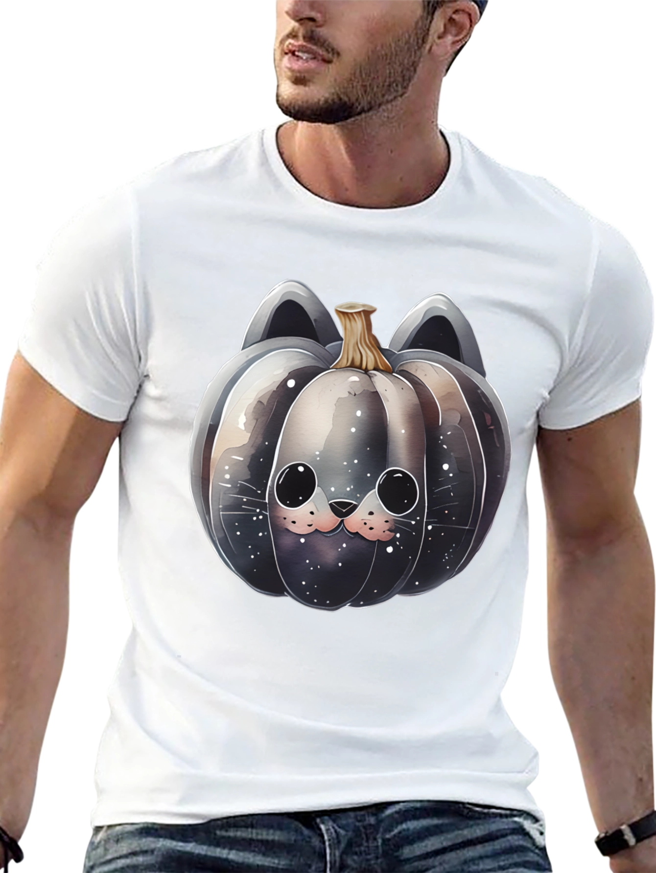 Spooky Cute Cat Pumpkin T-Shirt