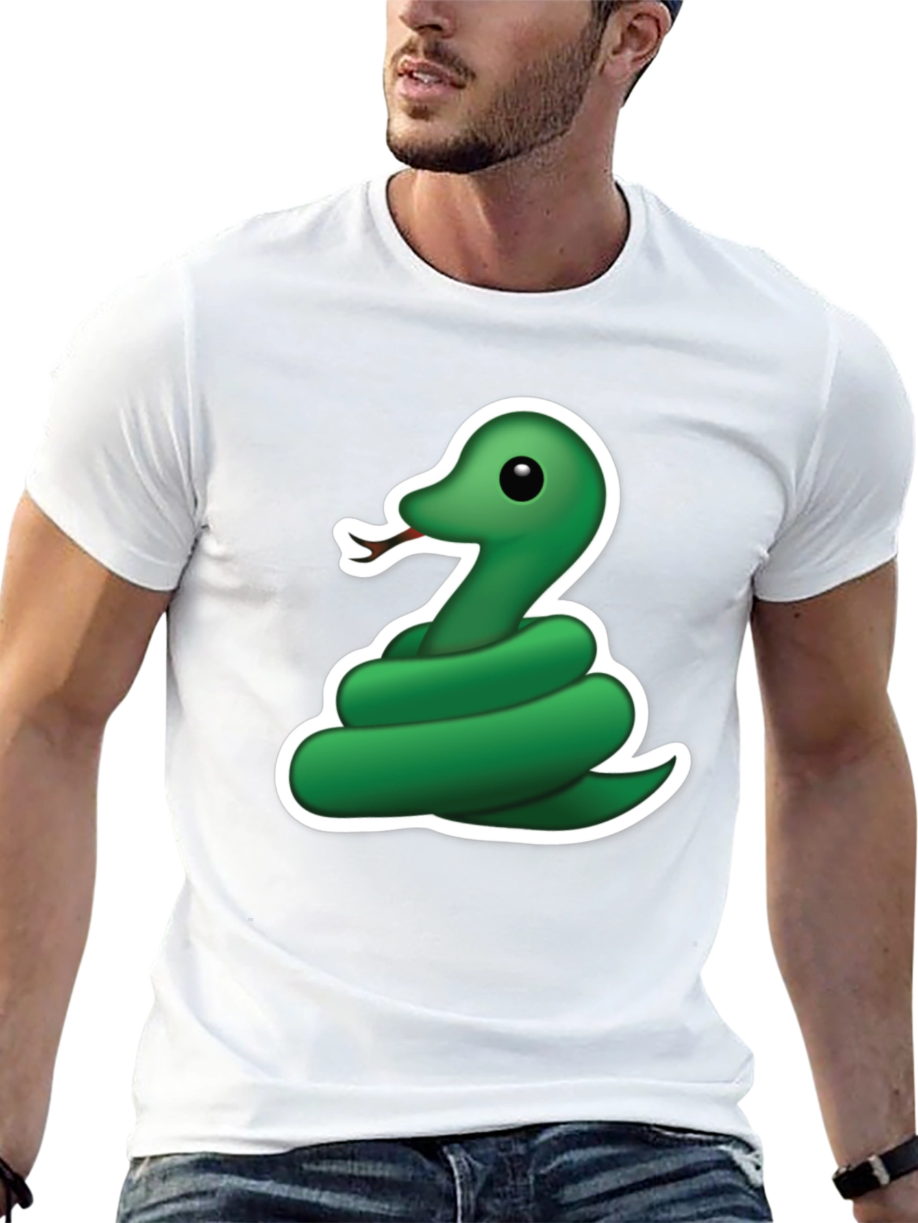 Cool Snake Emoji Graphic Tee - Black T-Shirt