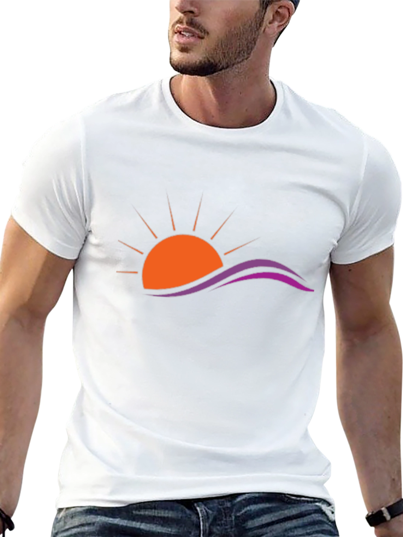 Sunset Wave Graphic Black T-Shirt