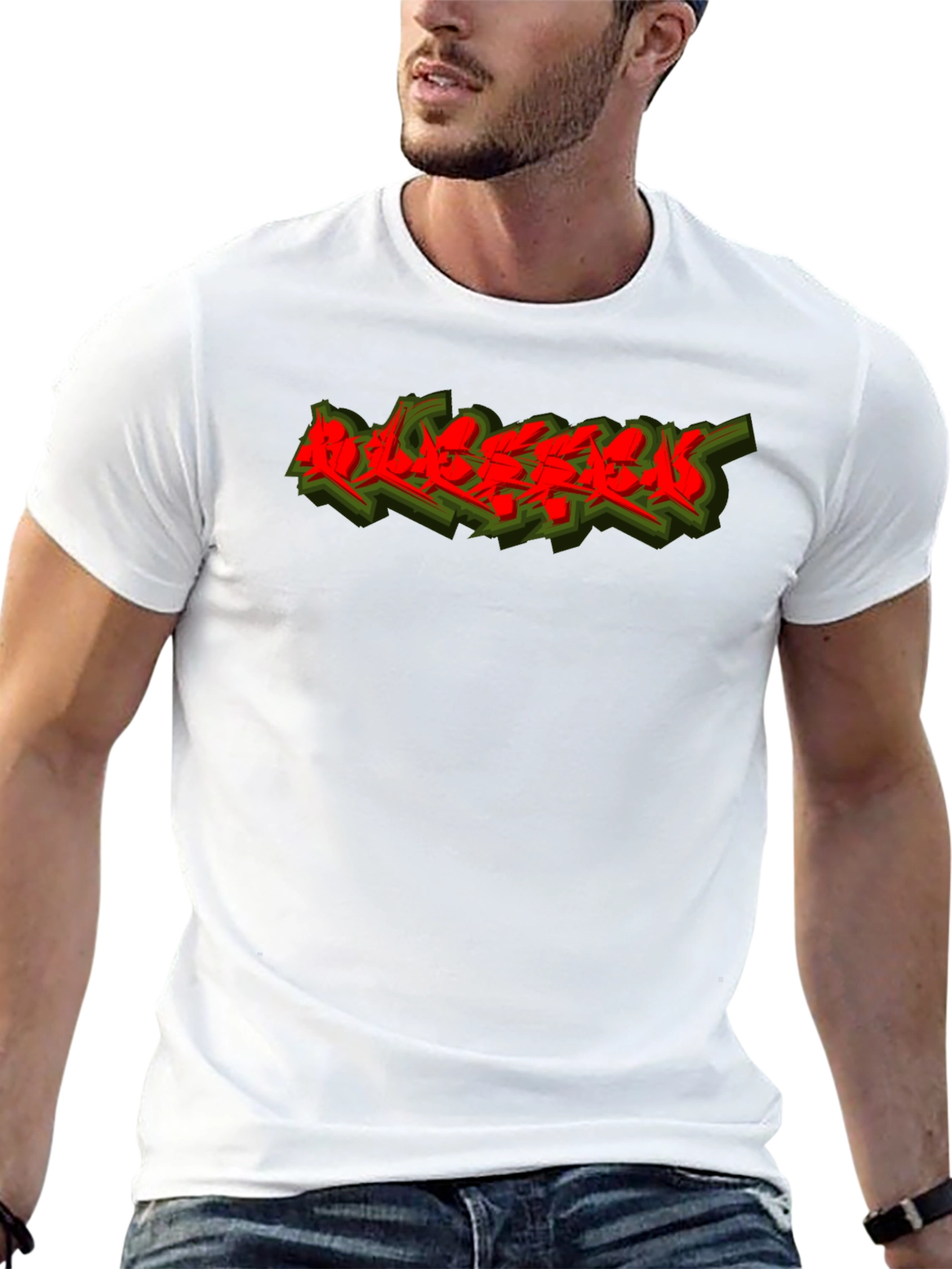 Edgy Graphic Tee - Red Graffiti Style Print