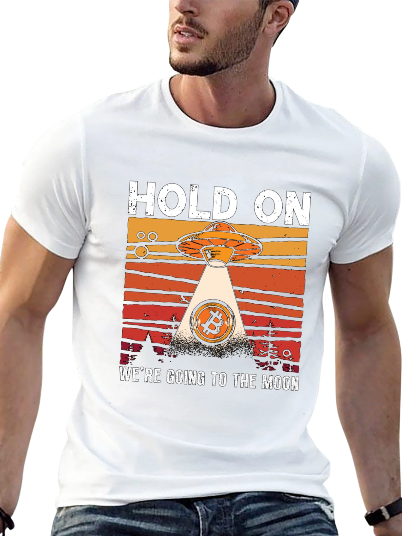 Bitcoin To The Moon UFO Graphic T-Shirt
