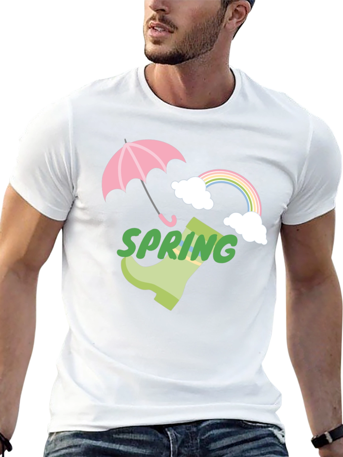 Spring Showers Graphic Tee - Black Cotton T-Shirt